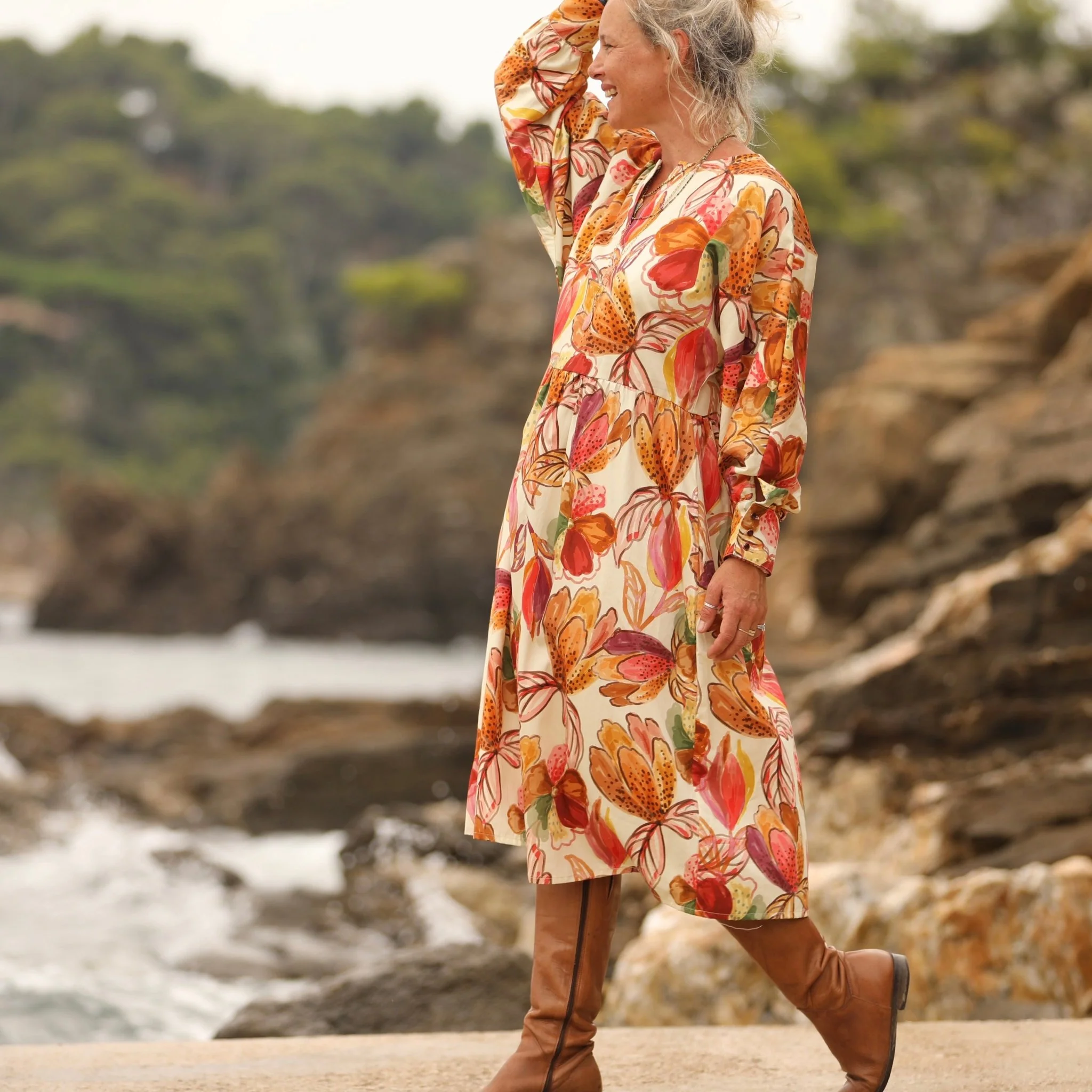 Robe Orlane - satin de coton poésie d’automne - Image 9