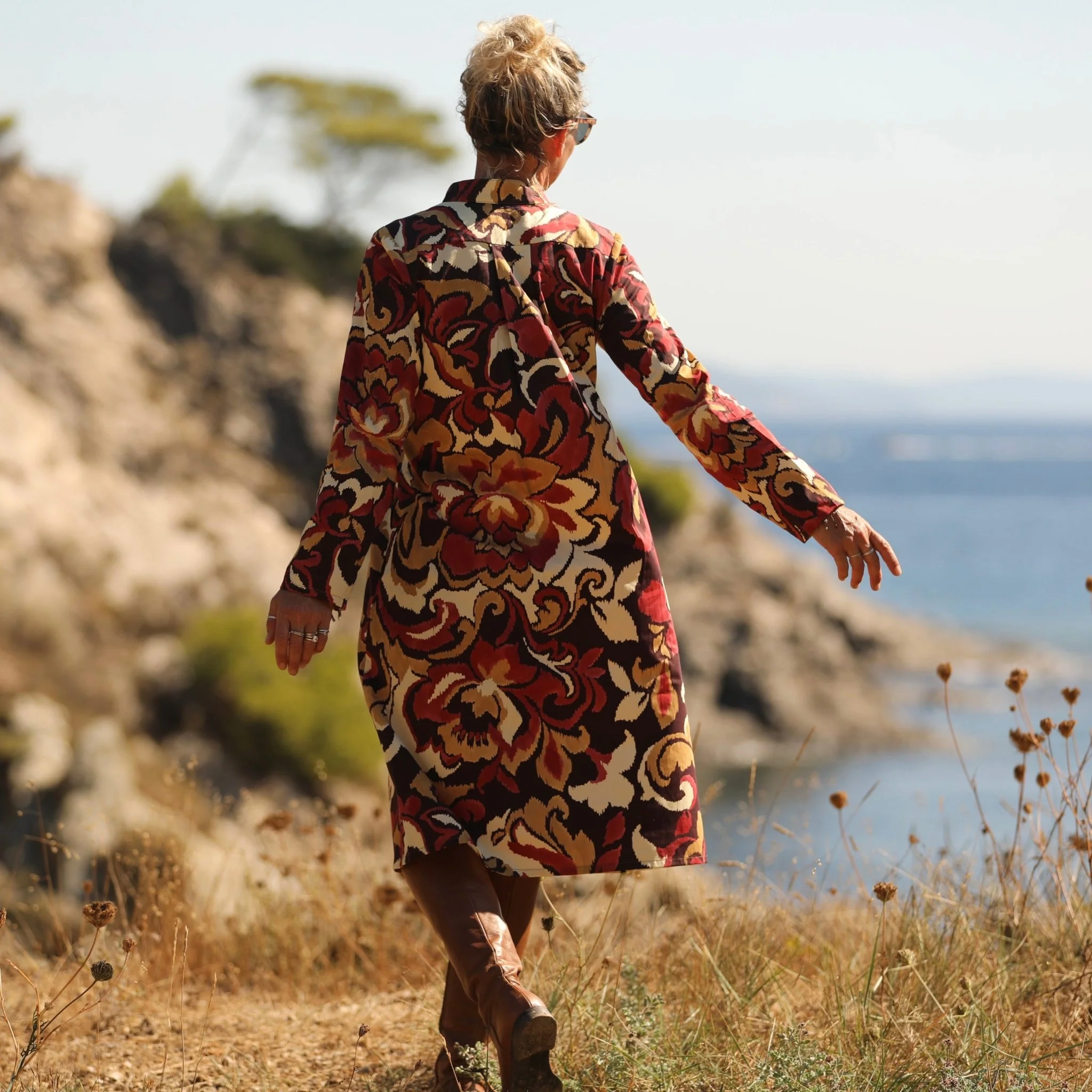 Robe Yuna -  satin de coton Éclat Grenat - Image 5