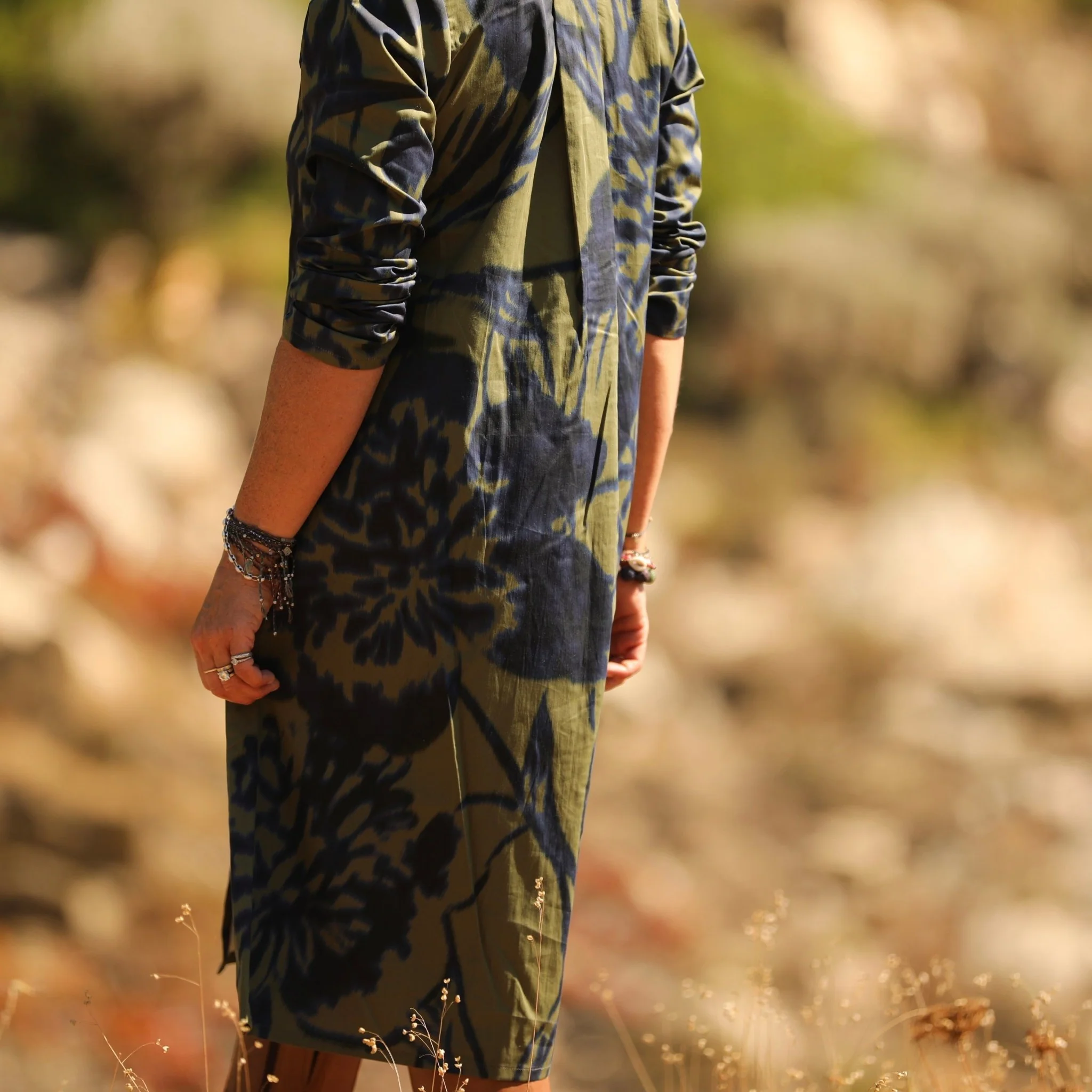 Robe Yuna -  satin de coton Ondée botanique - Image 6