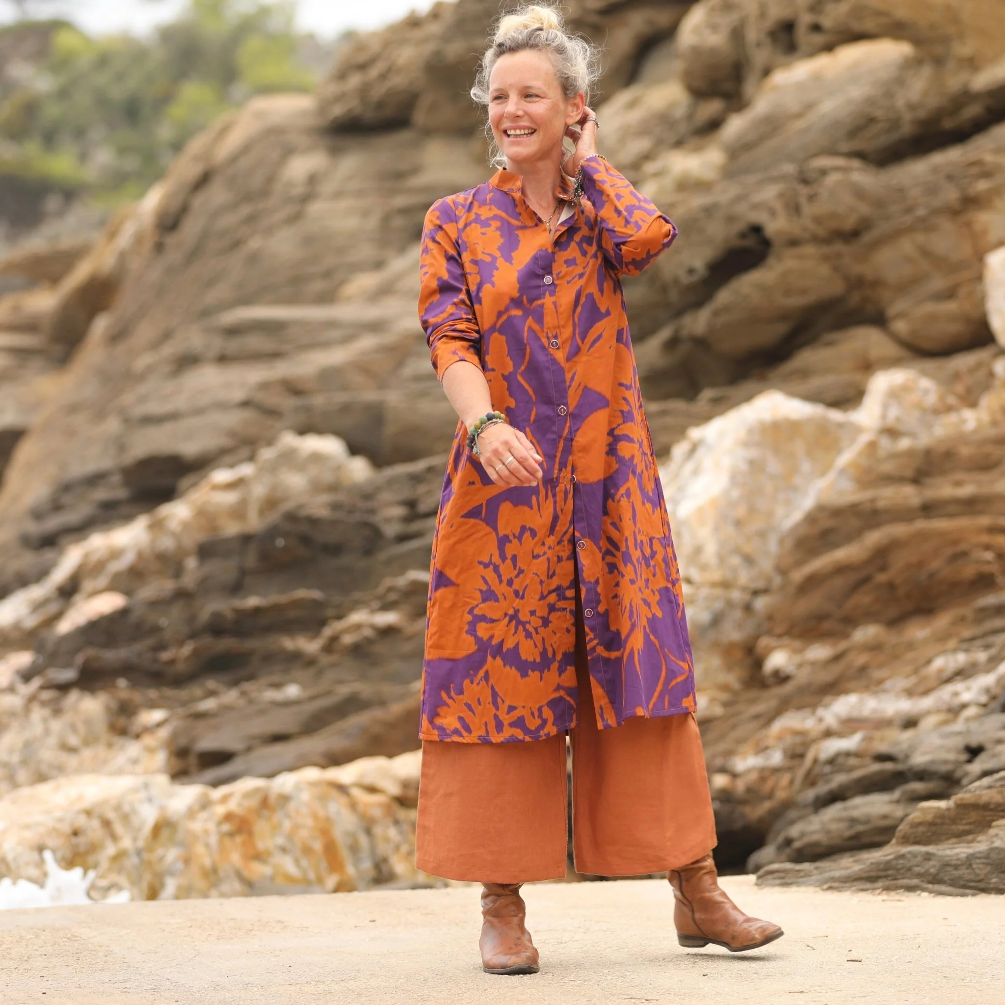 Robe Yuna -  satin de coton Prunelle d’Ambre