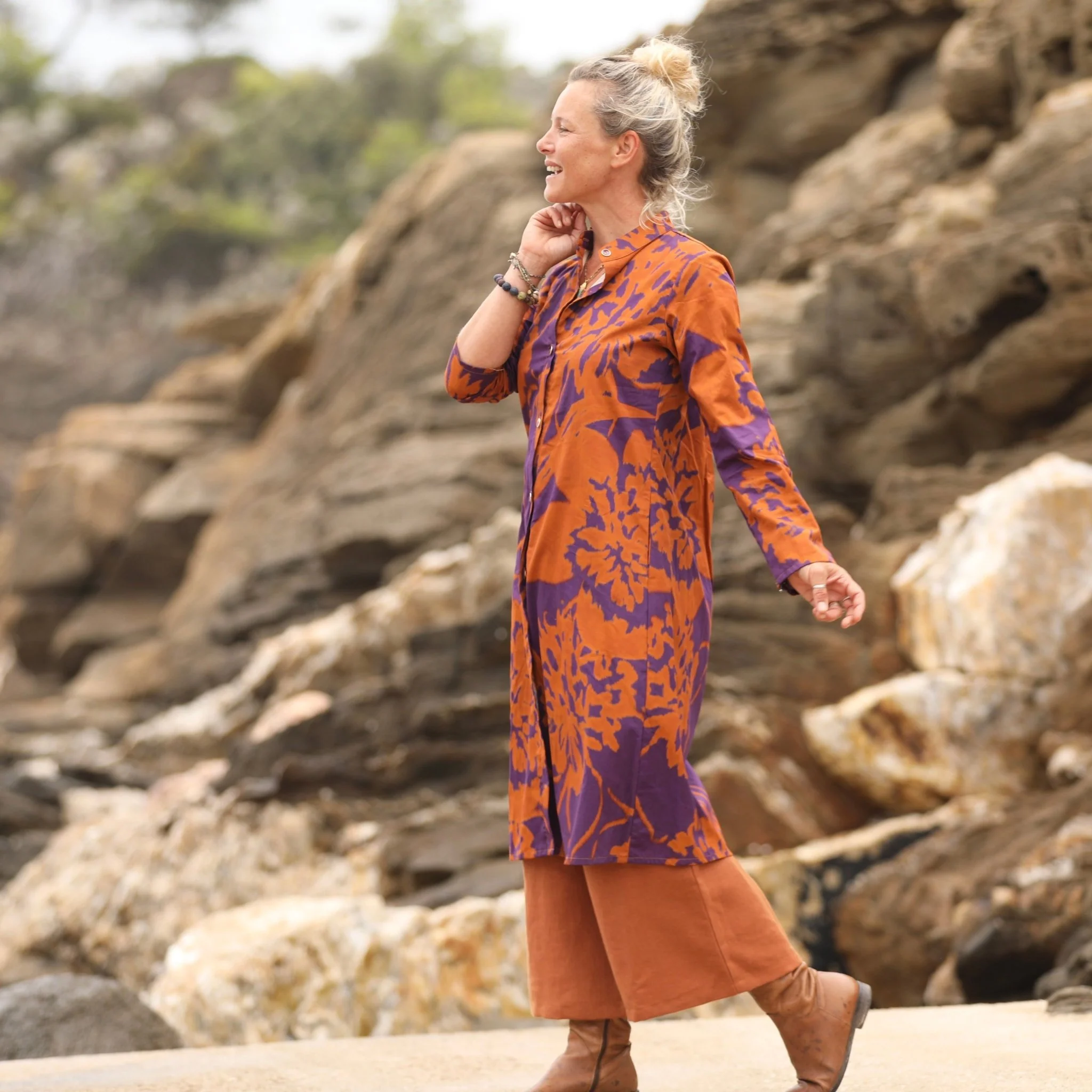 Robe Yuna -  satin de coton Prunelle d’Ambre - Image 4