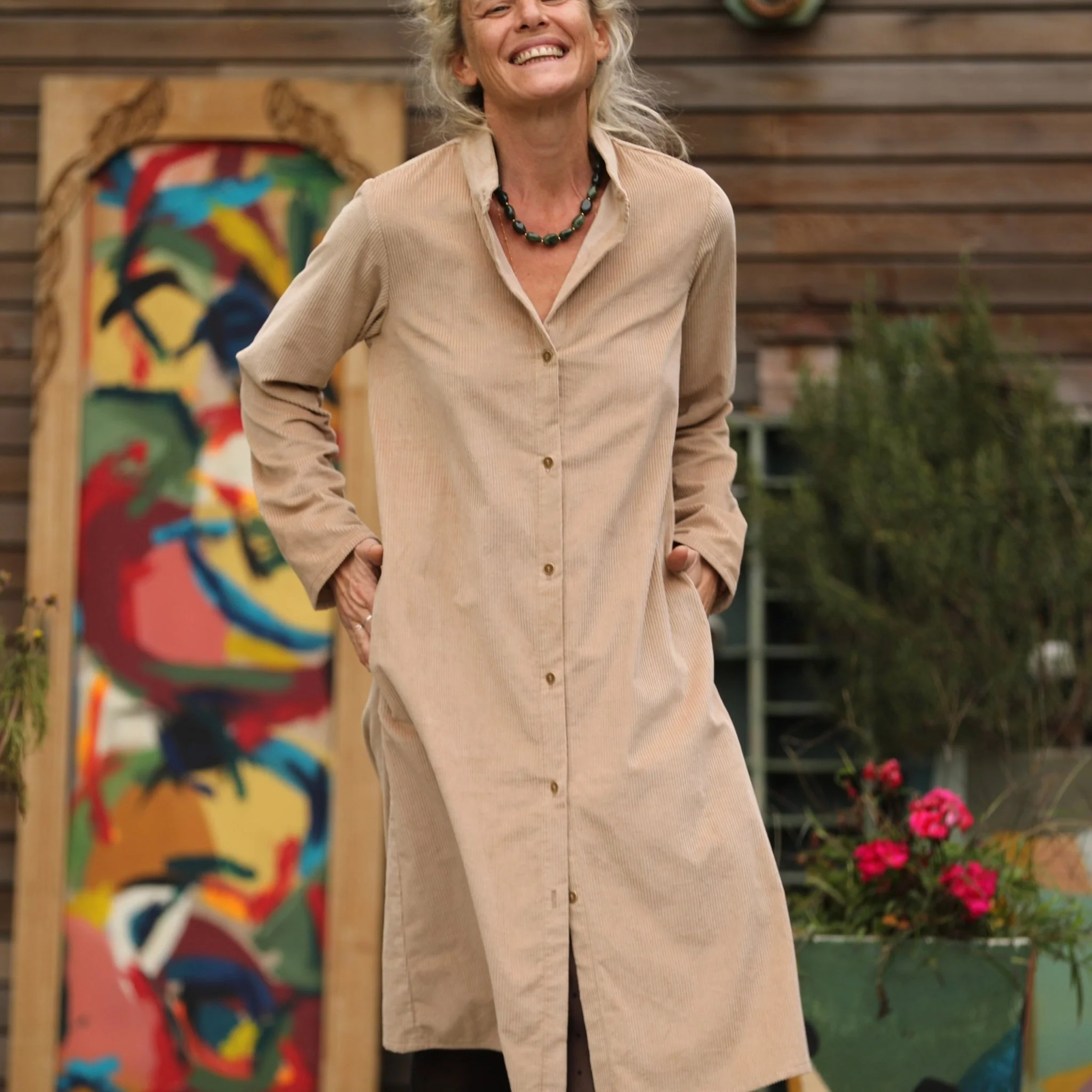Robe Yuna - velours côtelé sable - Image 5