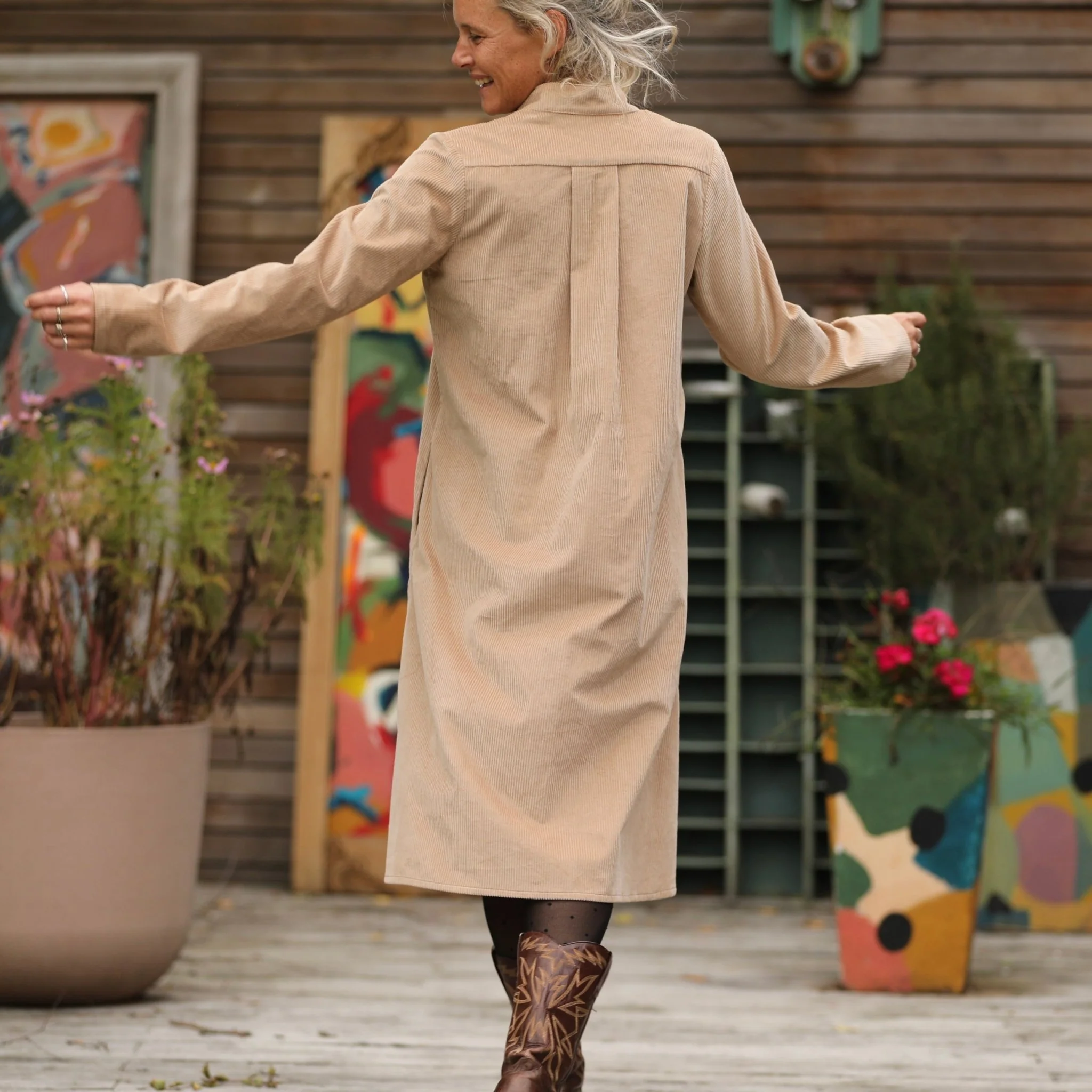 Robe Yuna - velours côtelé sable - Image 7