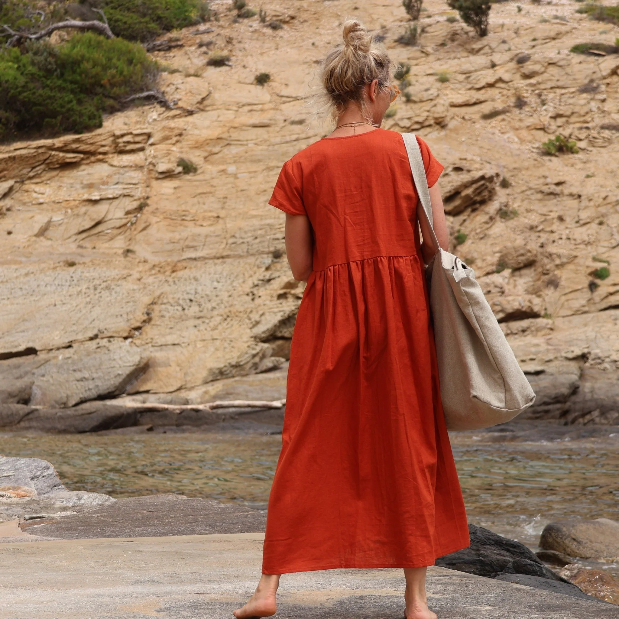Sac Alfred en lin naturel - doublure en lin gris anthracite - Image 19