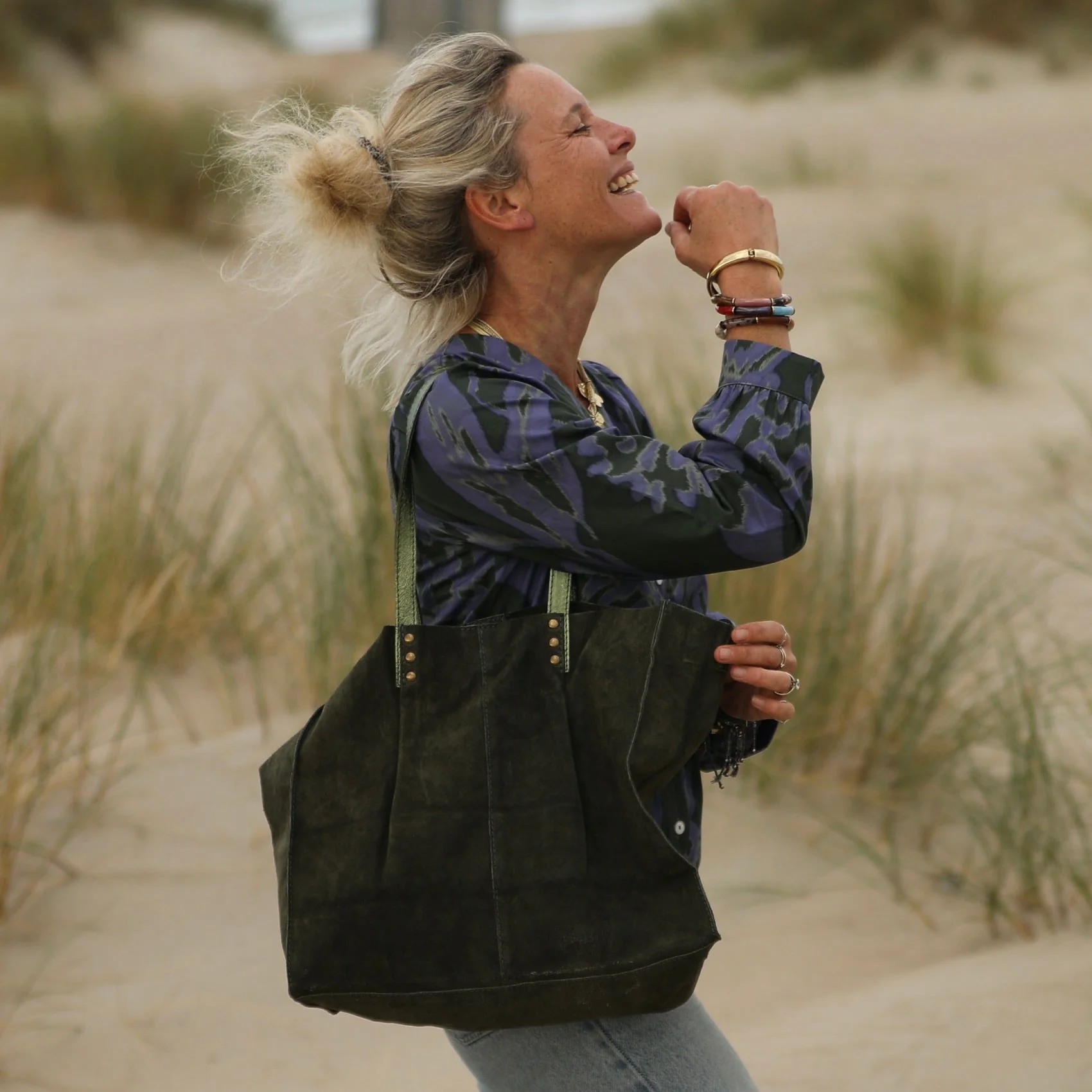Sac Lisière – Cuir kaki - Image 4
