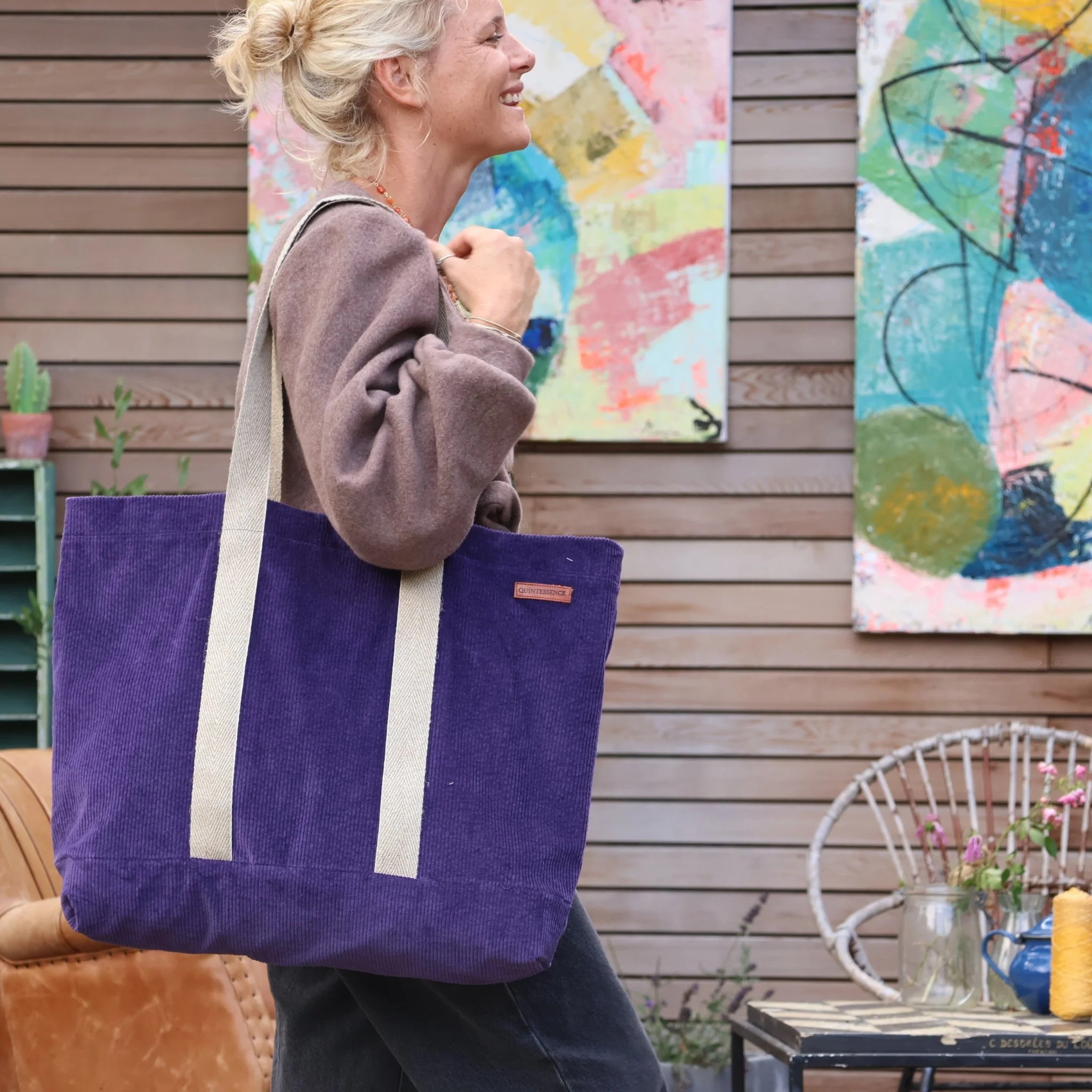 Sac Malo - Velours côtelé prune