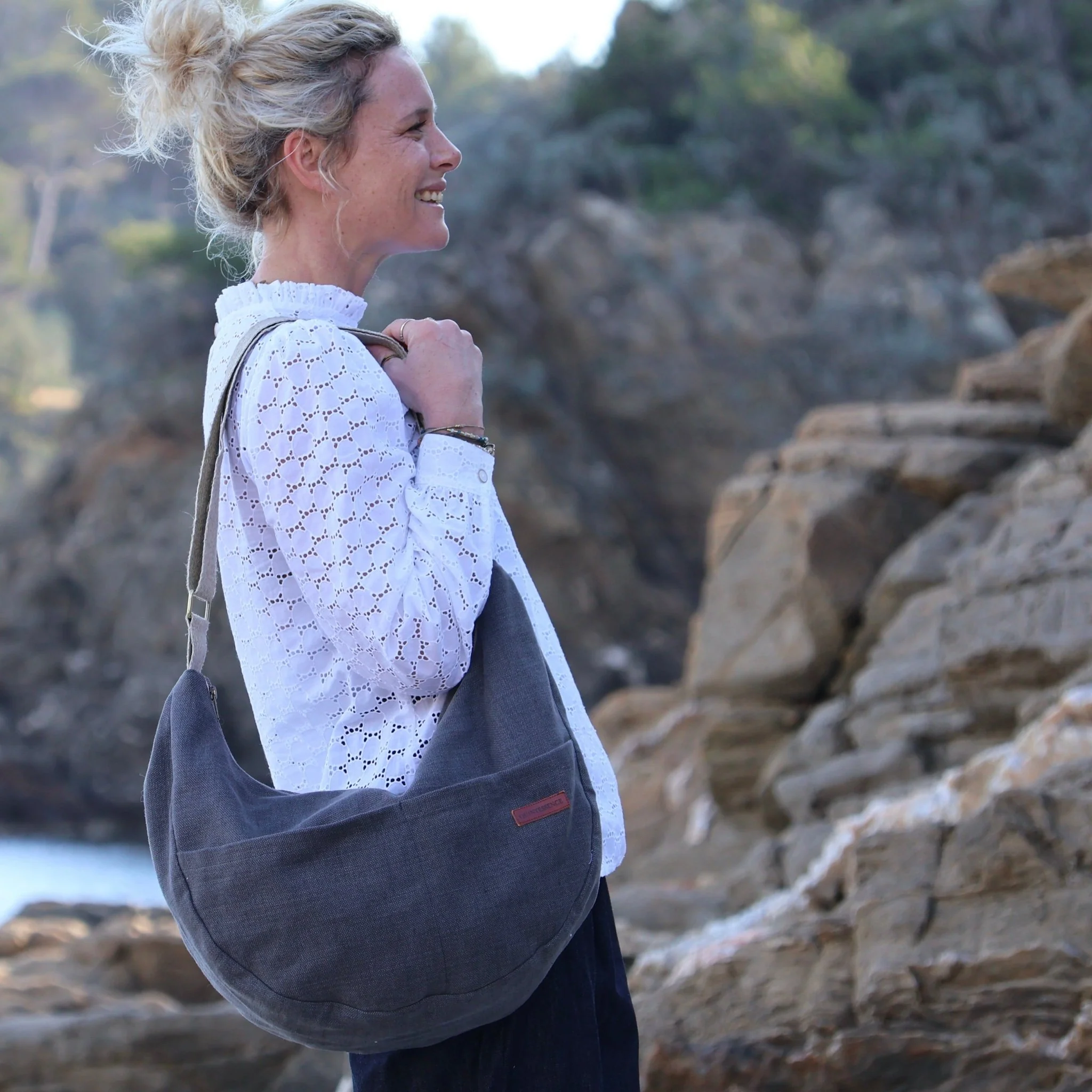 Sac Pia en lin gris anthracite