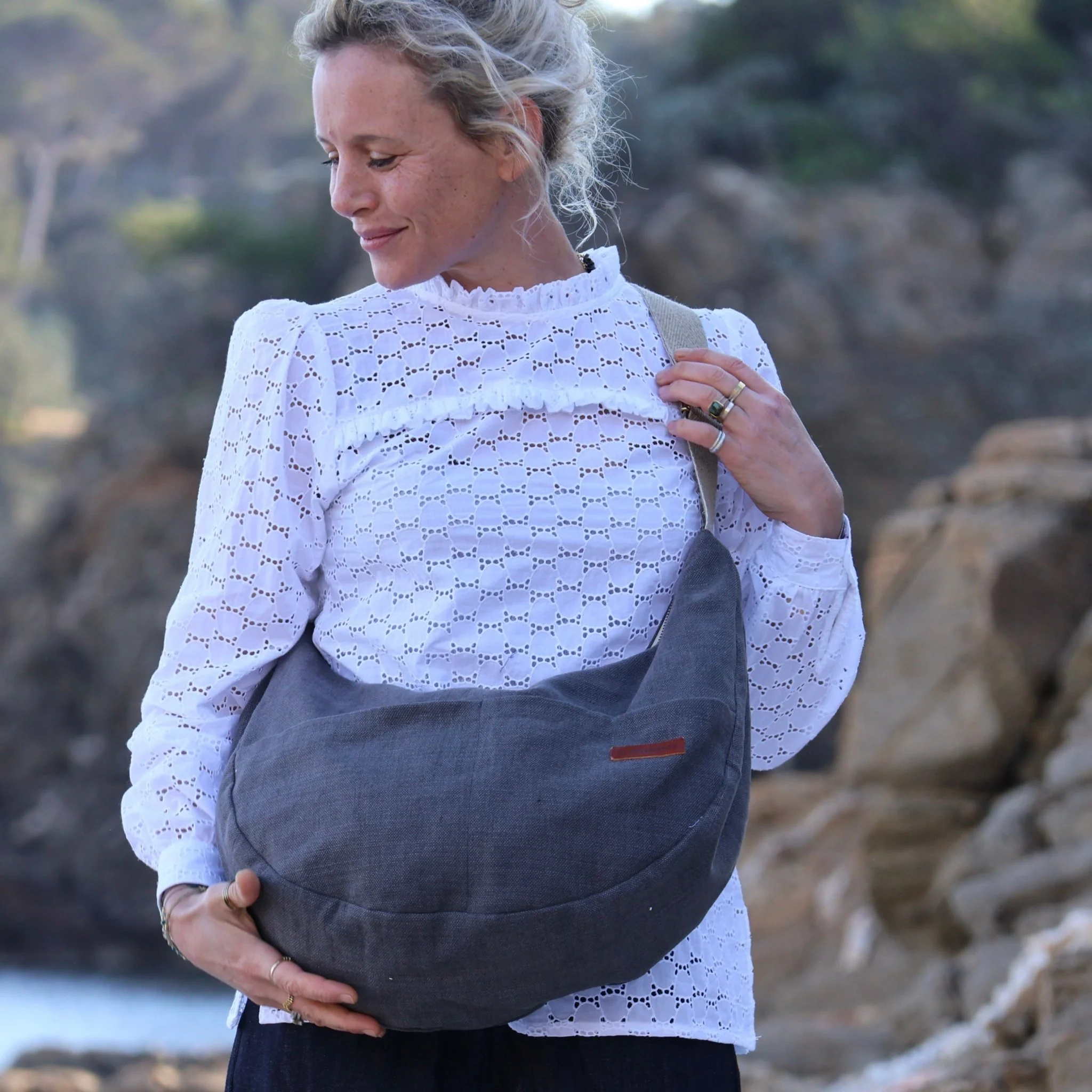 Sac Pia en lin gris anthracite - Image 6