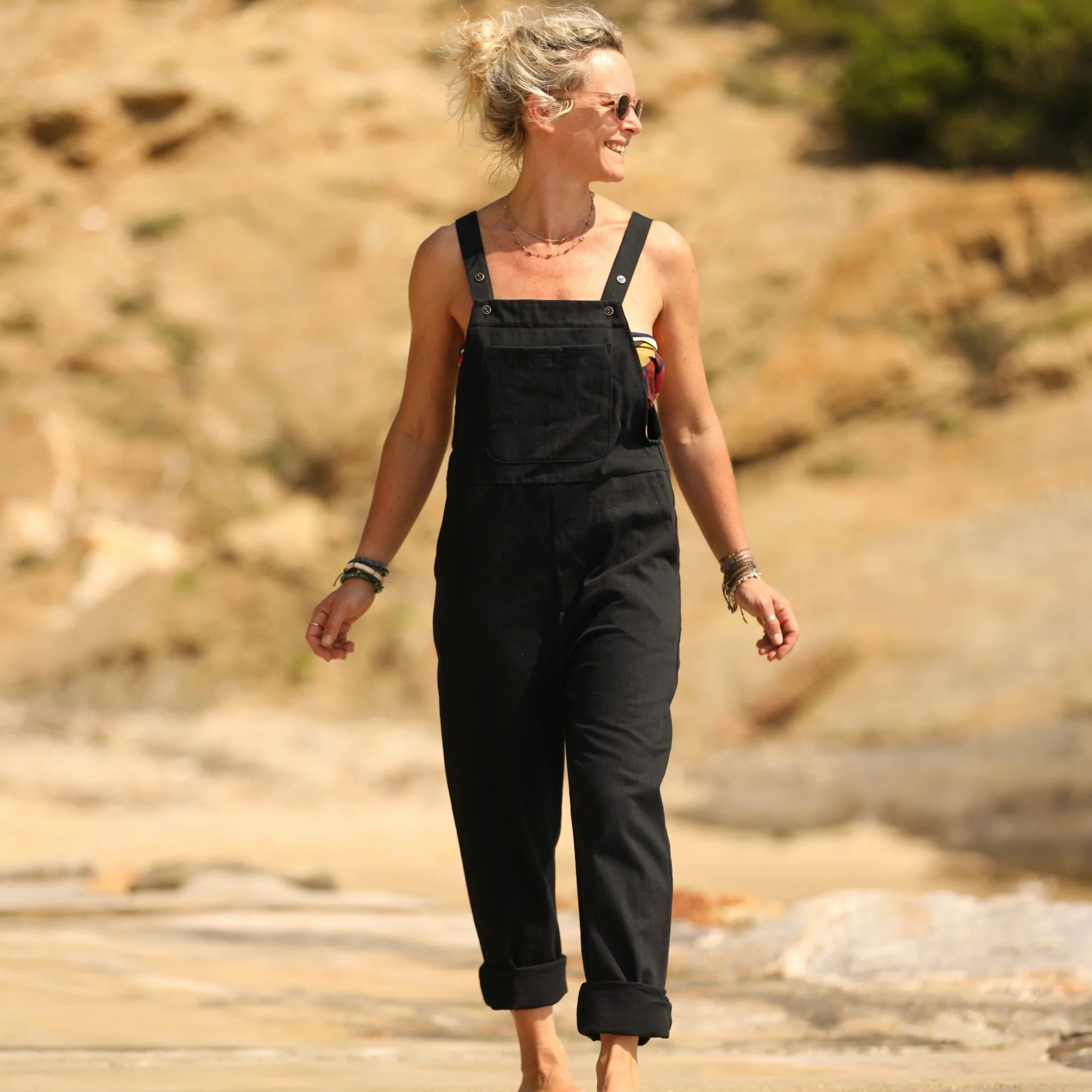 Salopette Mariette en jean de coton noir