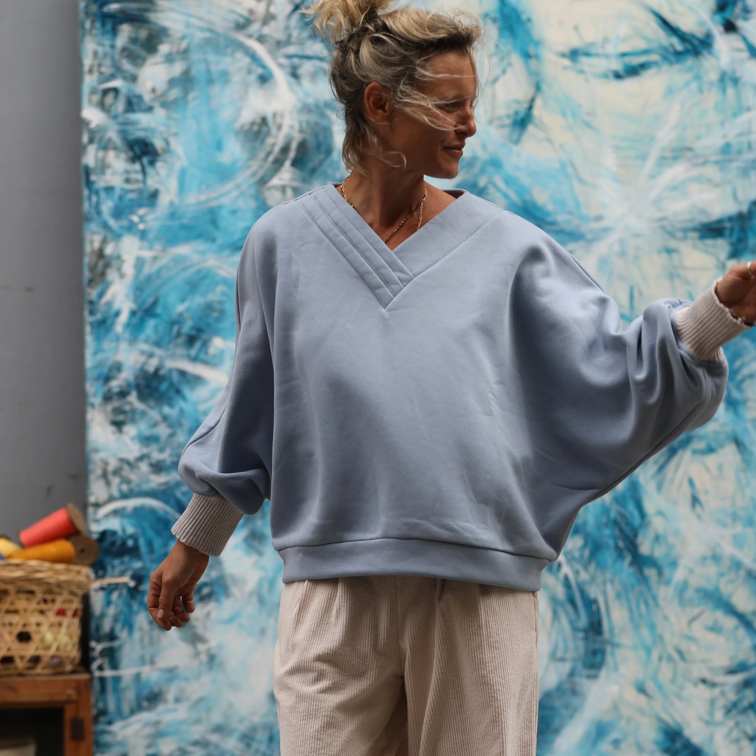 Sweat Ferdinand - bleu céleste - version courte