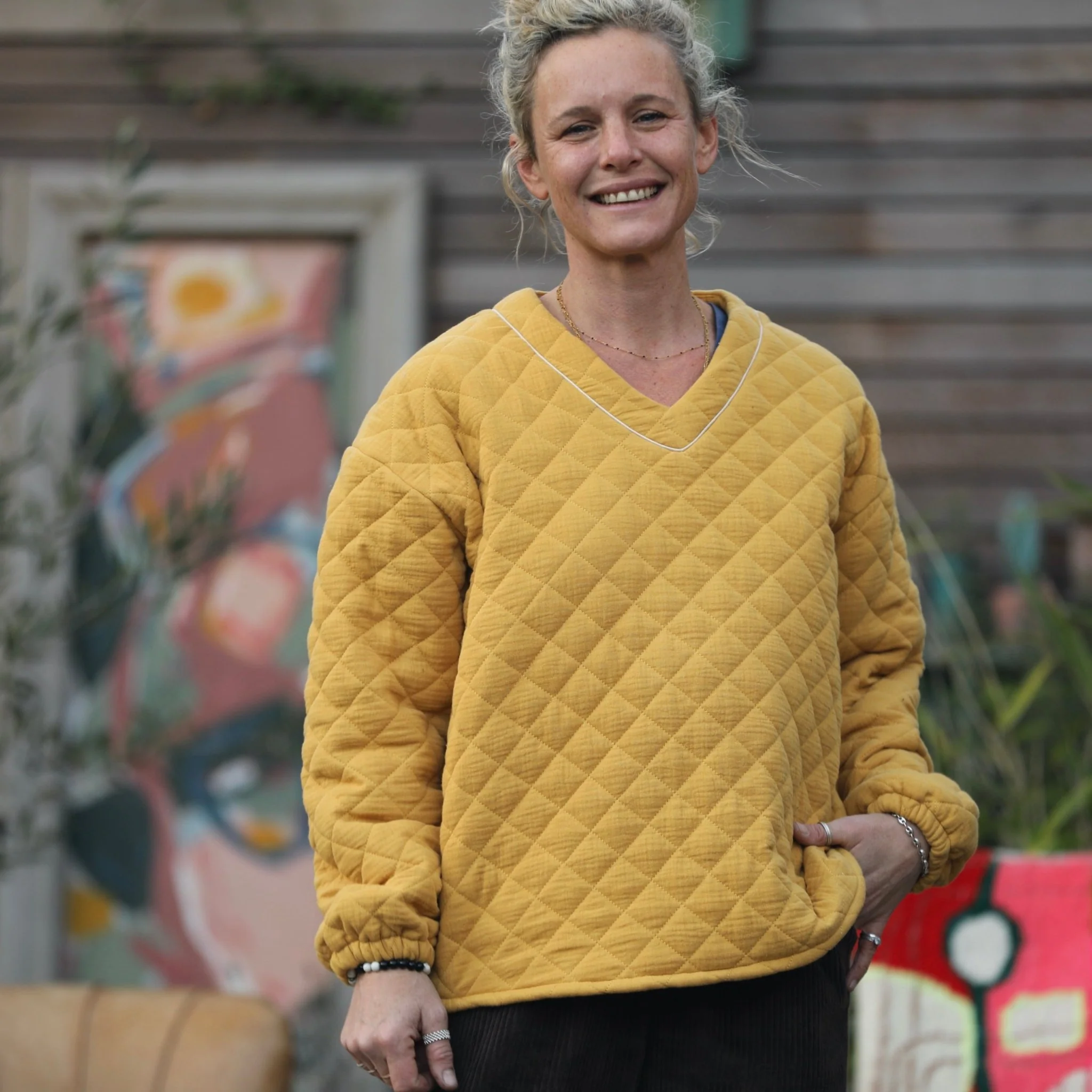 Sweat Gustave-  matelassé en double gaze de coton ocre - Image 8