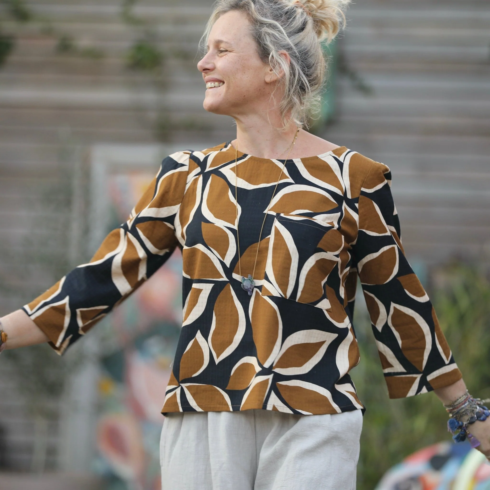 Blouse Toscane - armuré de coton feuillage safari - Image 4