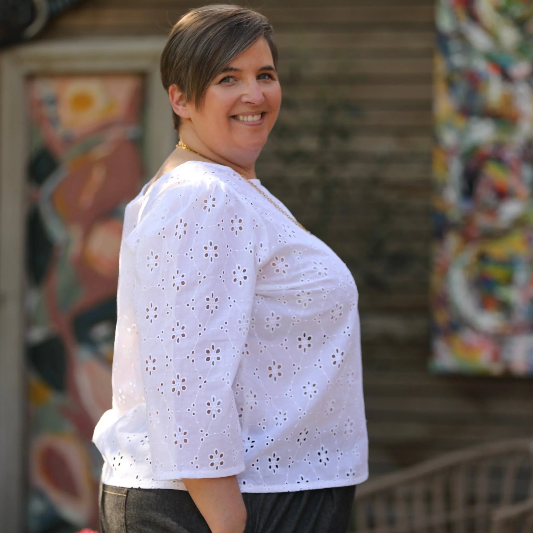 Blouse Toscane - armuré de coton feuillage safari - Image 5