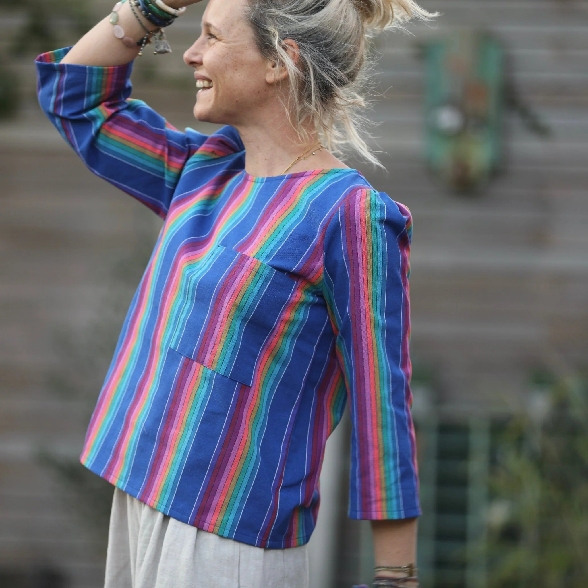 Blouse Toscane - coton rayures Aztèques
