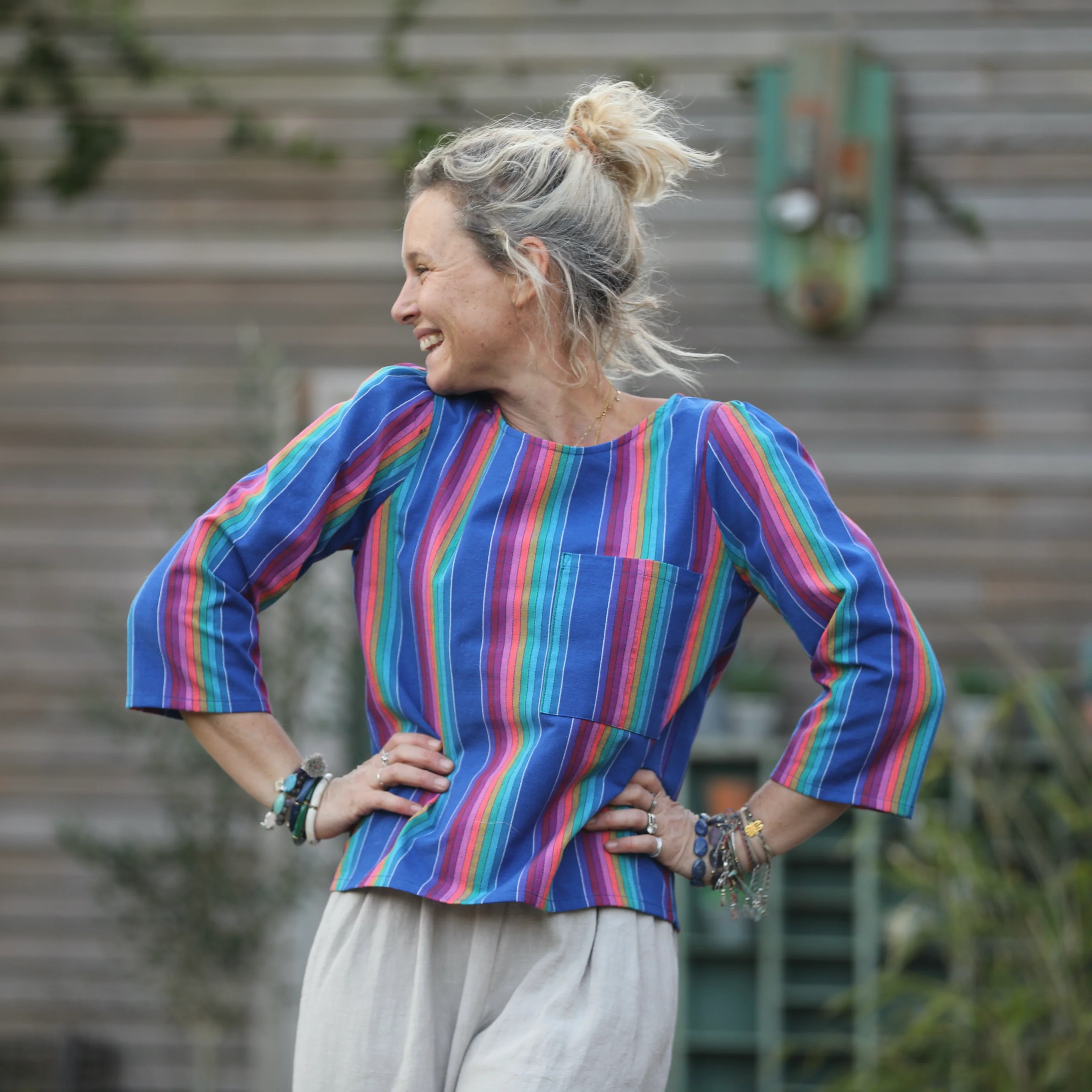 Blouse Toscane - coton rayures Aztèques - Image 4