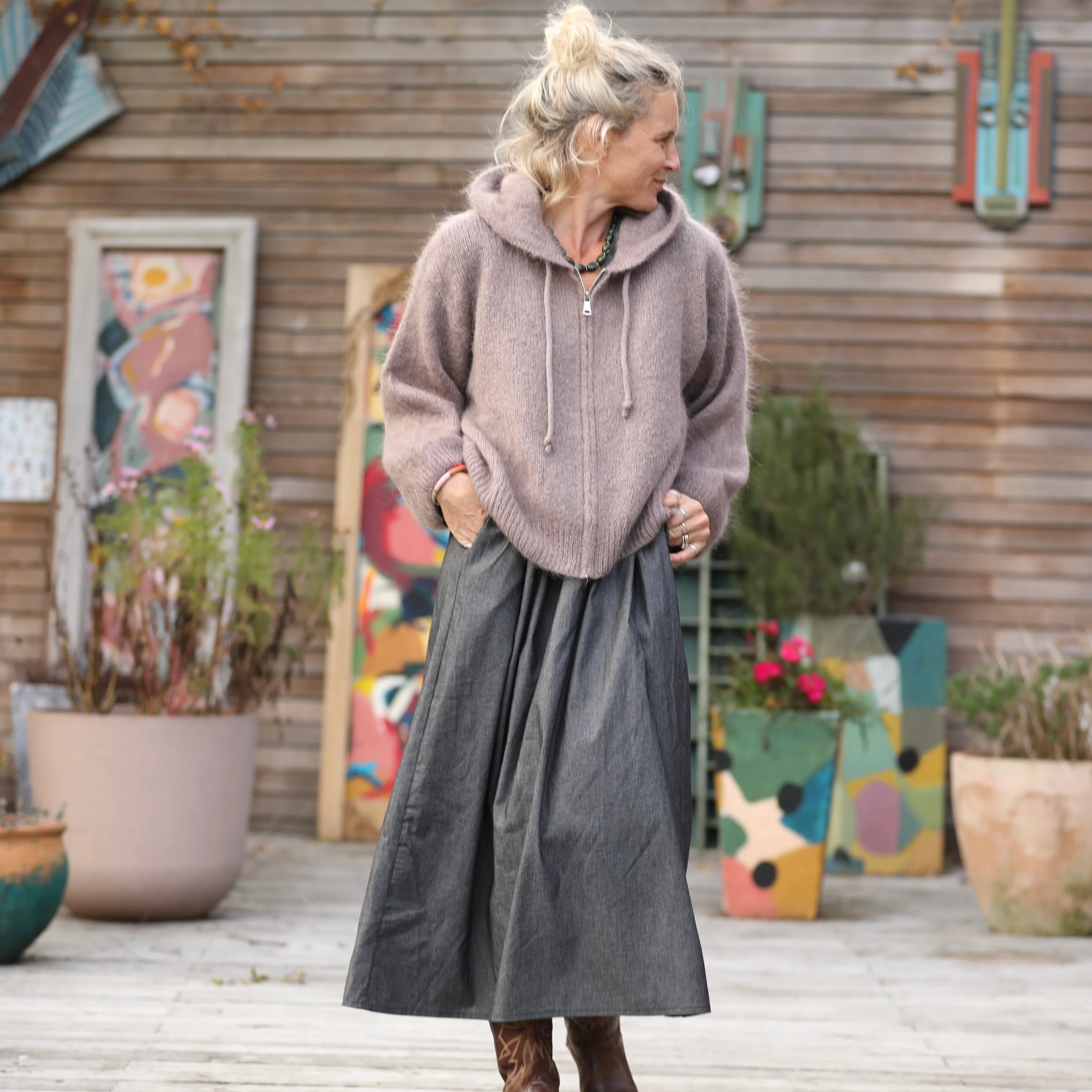 Gilet capuche Tulia - Moka - Image 11