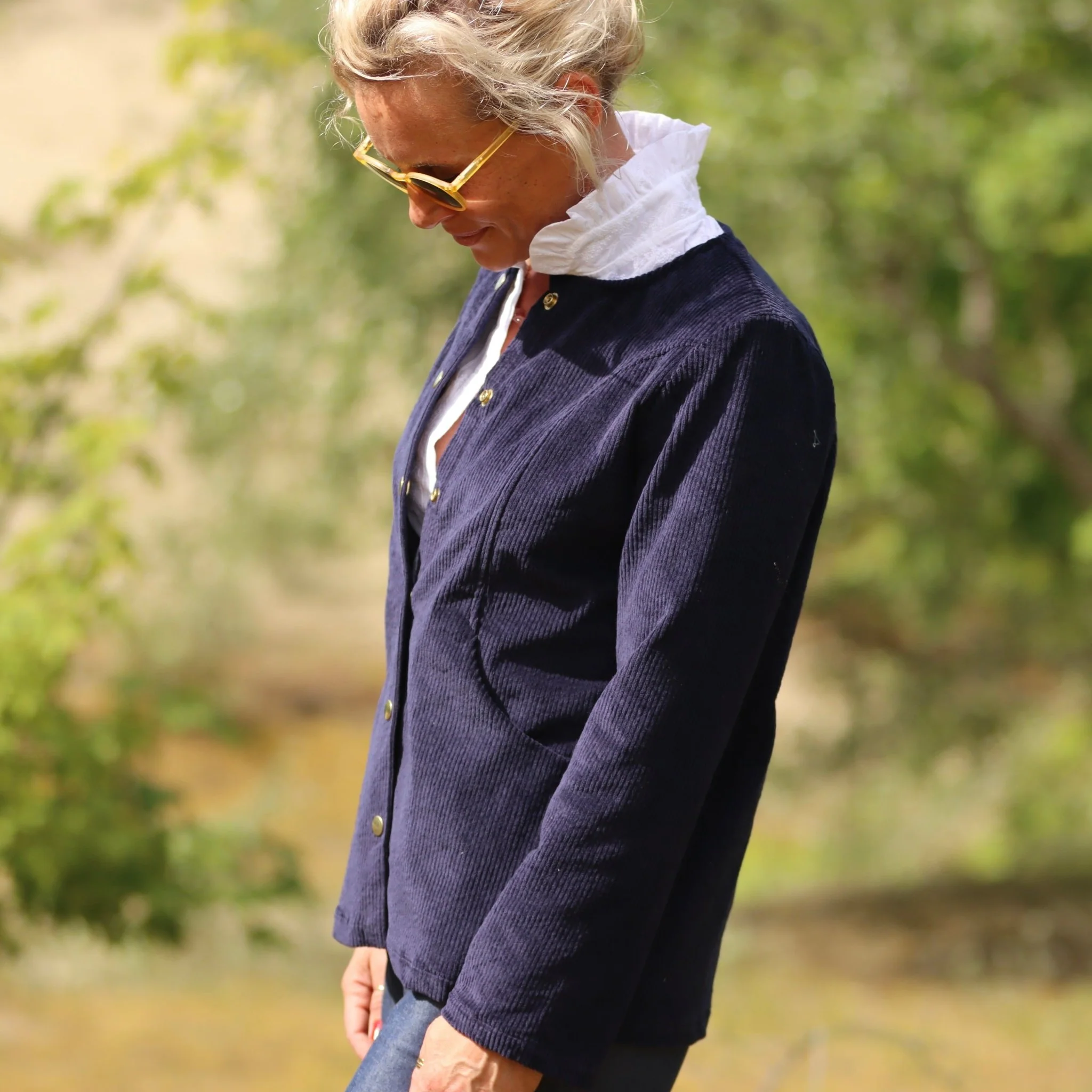 Veste Annie - Velours côtelé bleu nuit - Image 5