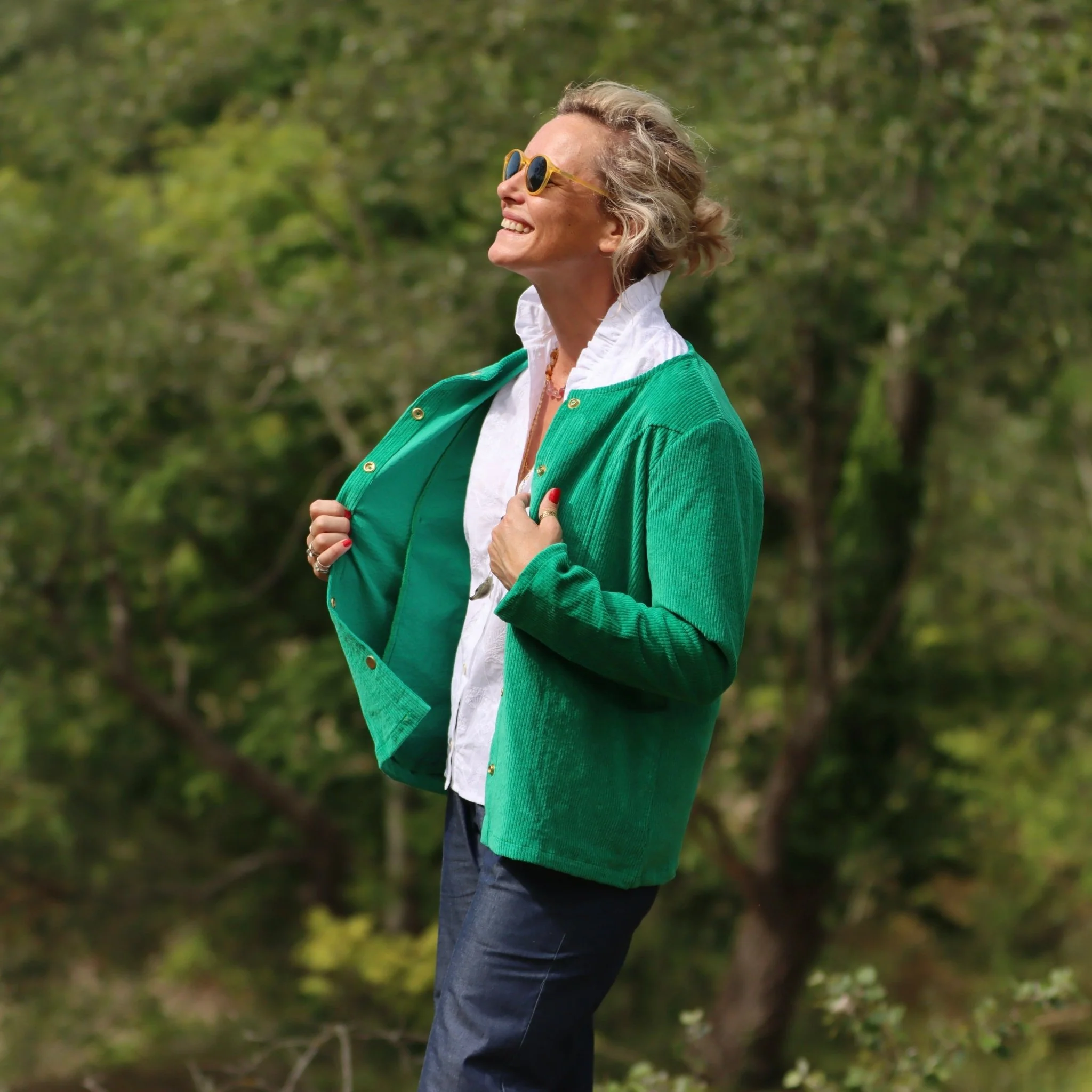 Veste Annie - Velours côtelé vert frais - Image 6