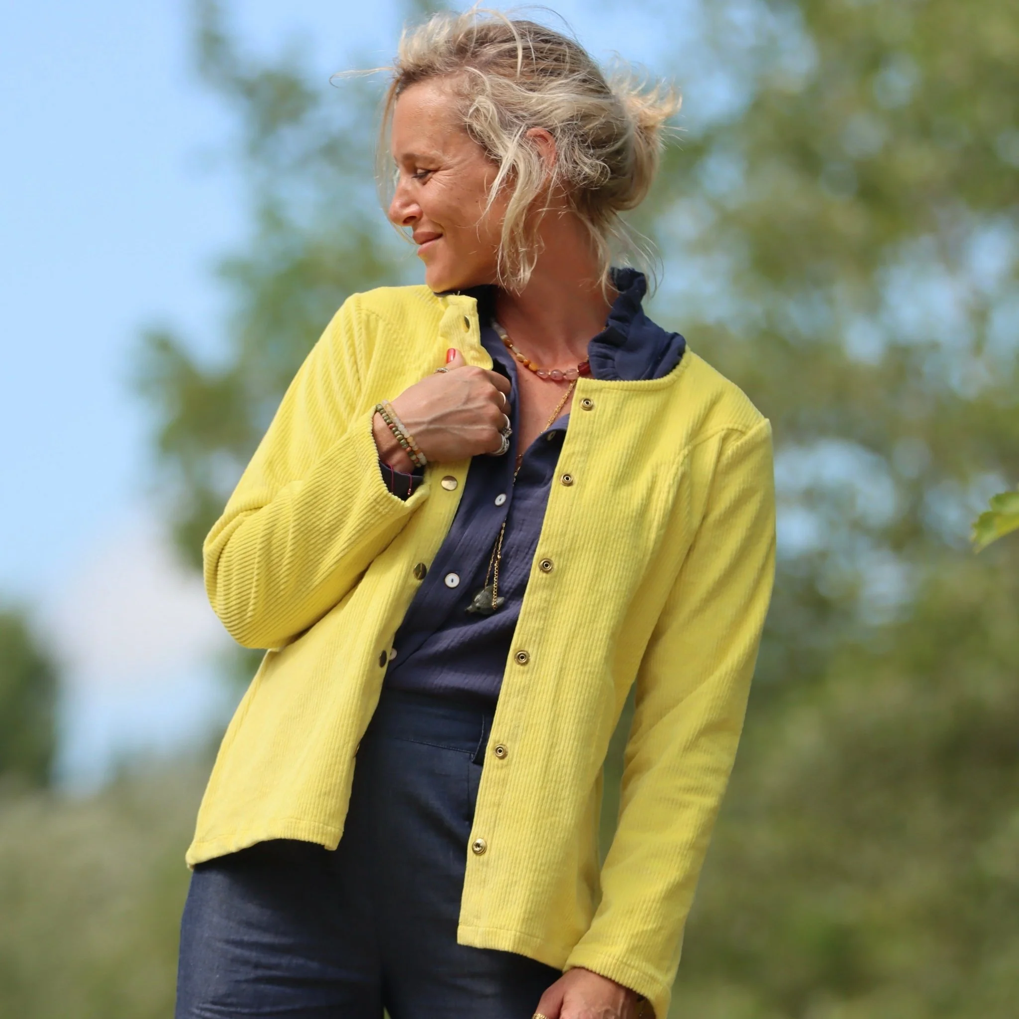 Veste Annie - Velours côtelé jaune vif - Image 5