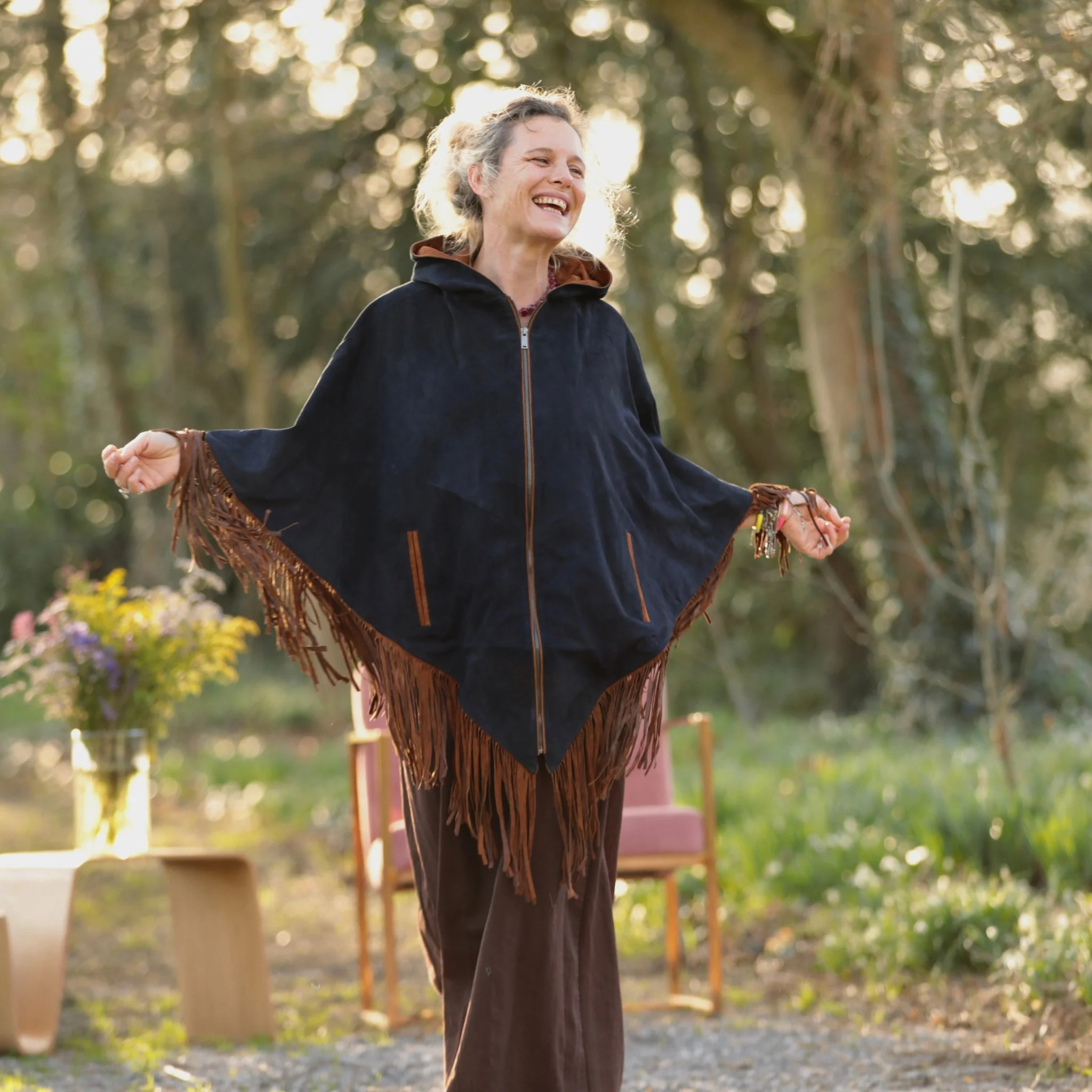 Veste Atlas - Cuir suédé chocolat et bleu marine - Image 14