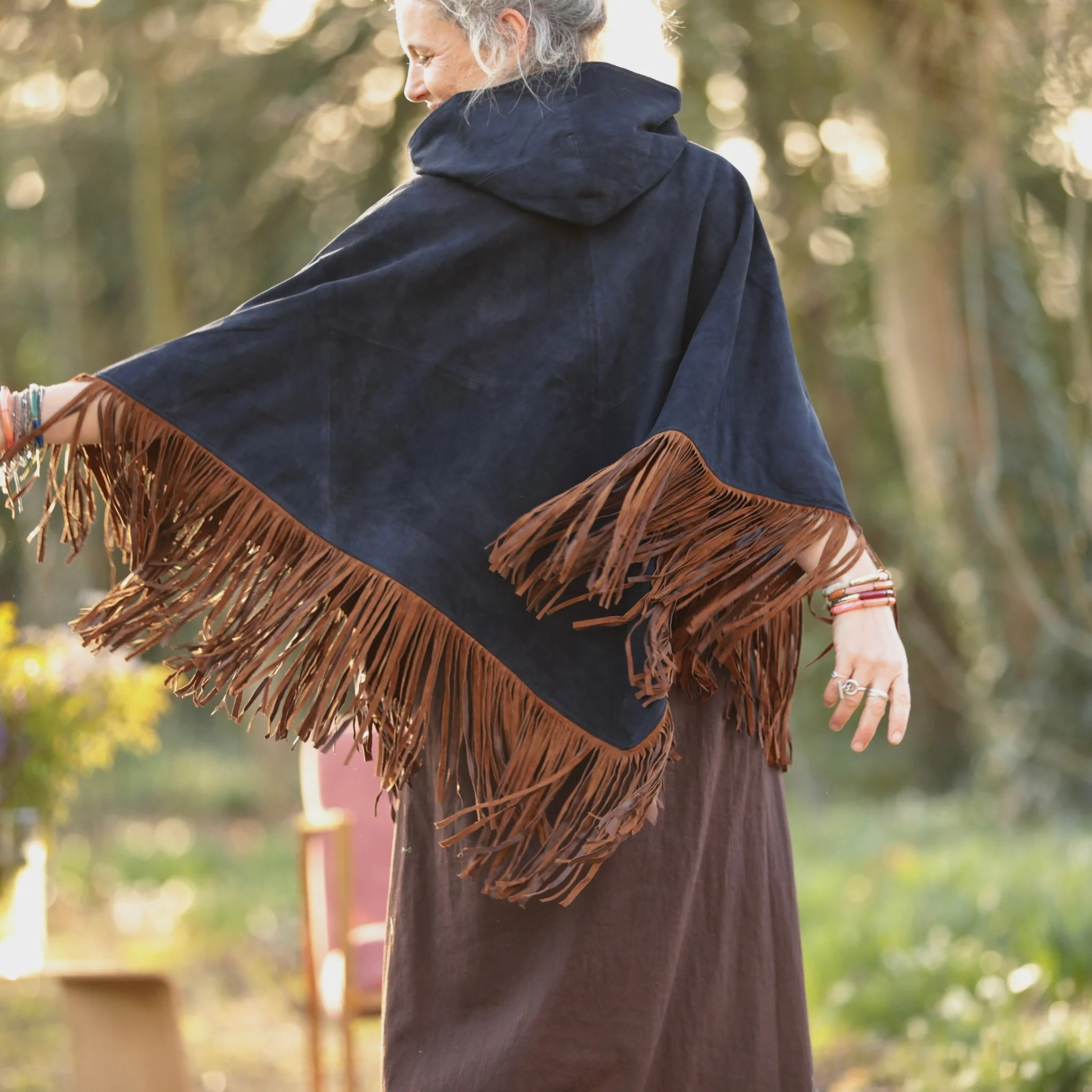 Veste Atlas - Cuir suédé chocolat et bleu marine - Image 3