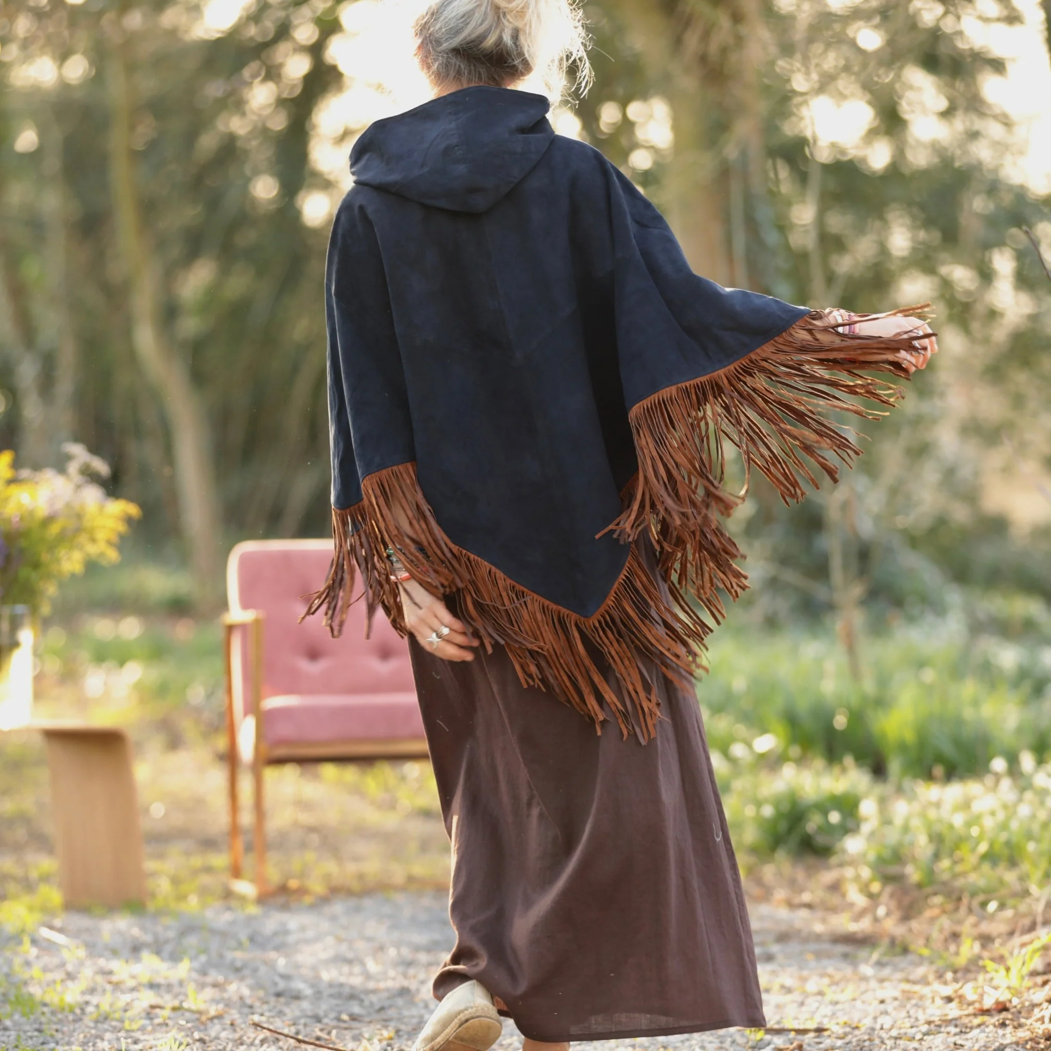 Veste Atlas - Cuir suédé chocolat et bleu marine - Image 8