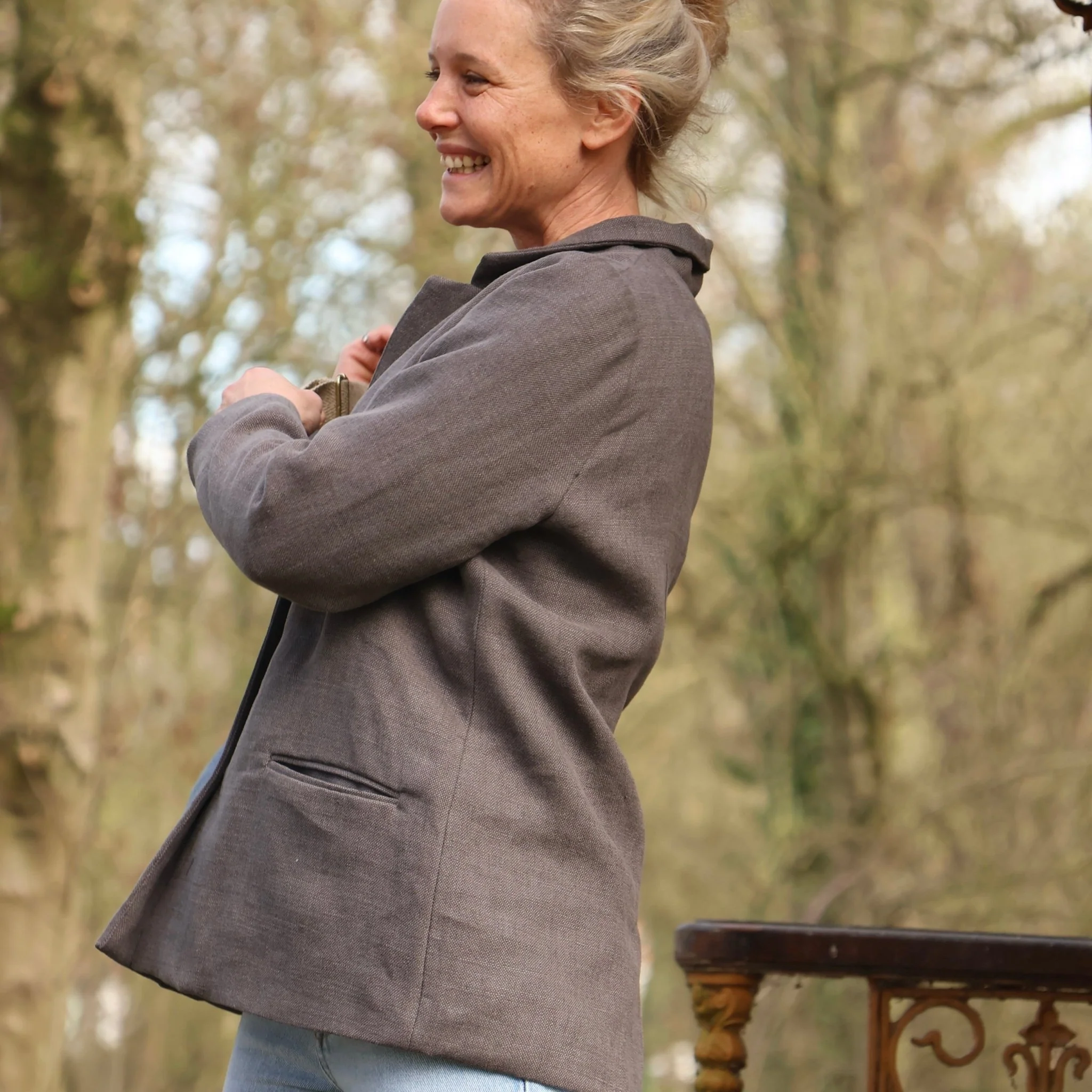 Veste Fanny en lin gris anthracite - Image 4