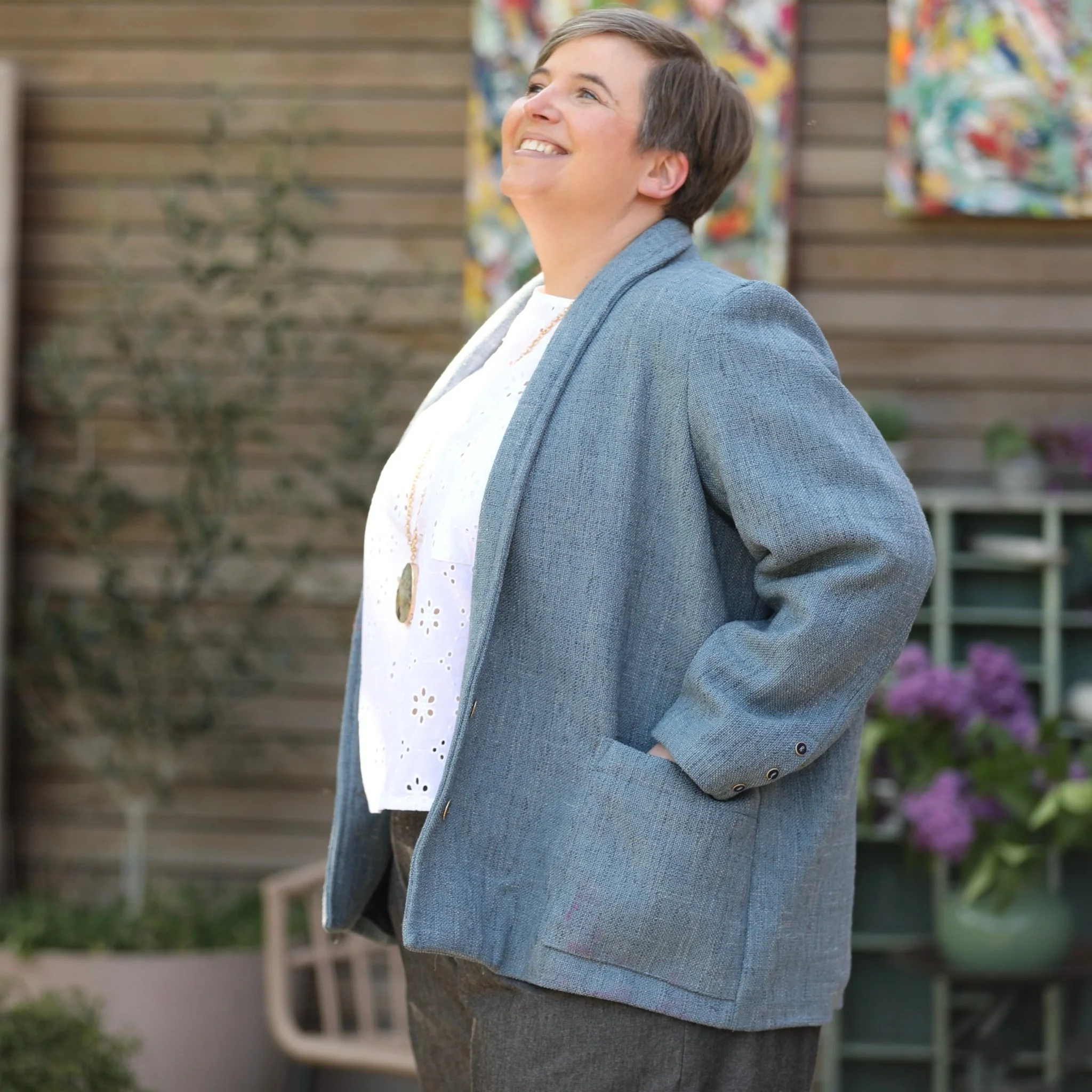 Veste Faustine - gros de Naples en lin blanchi - Image 17
