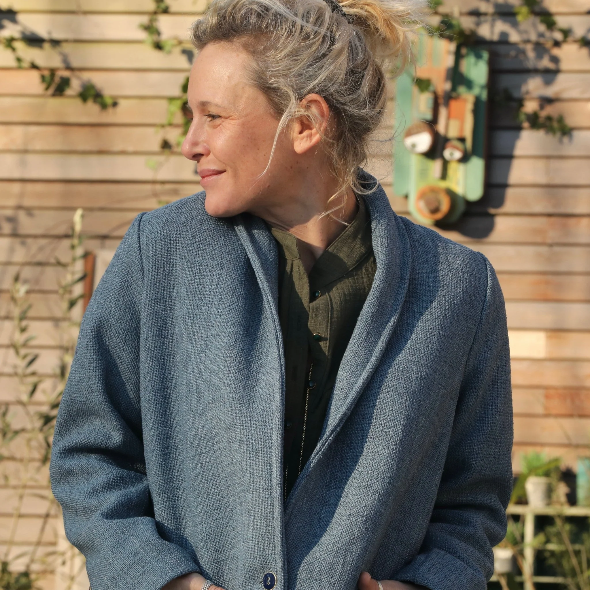 Veste Faustine - toile texturée bleu mer du nord - Image 7