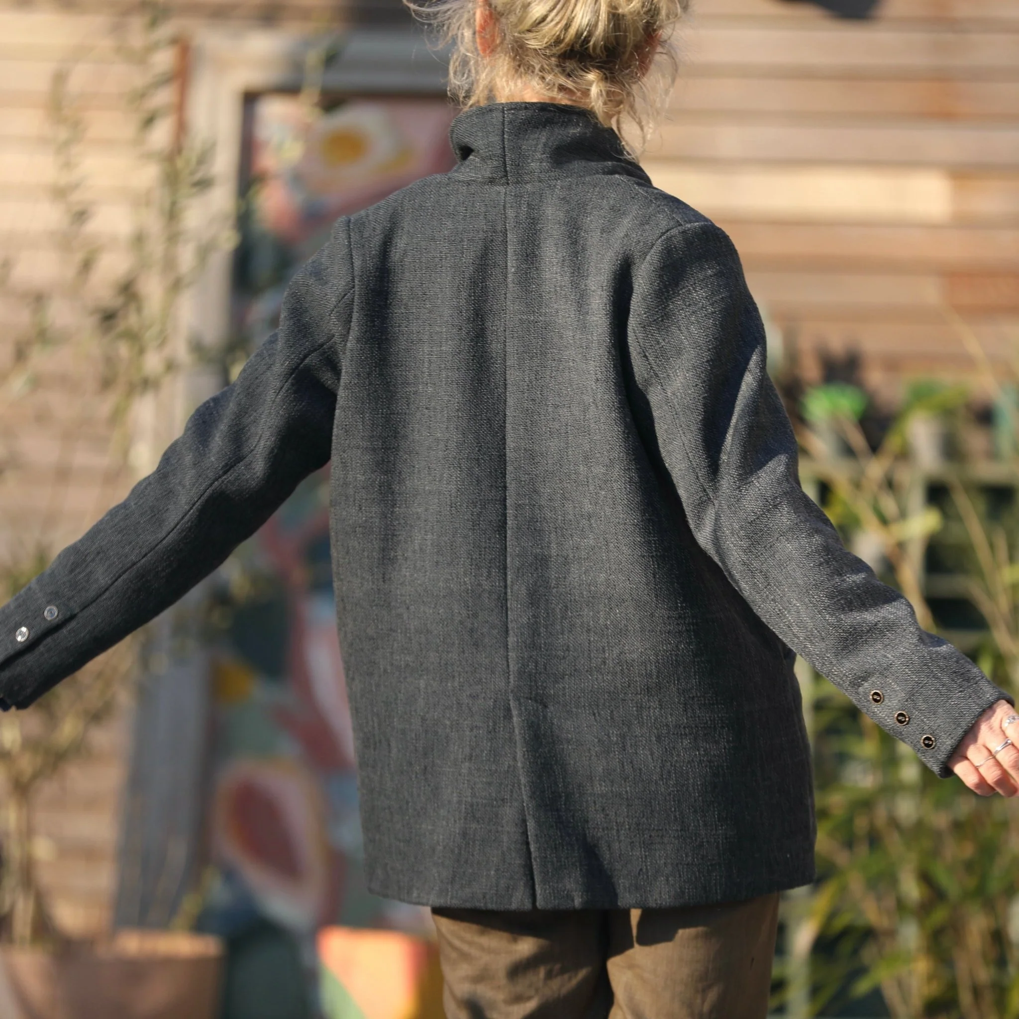 Veste Faustine - toile texturée gris anthracite - Image 3