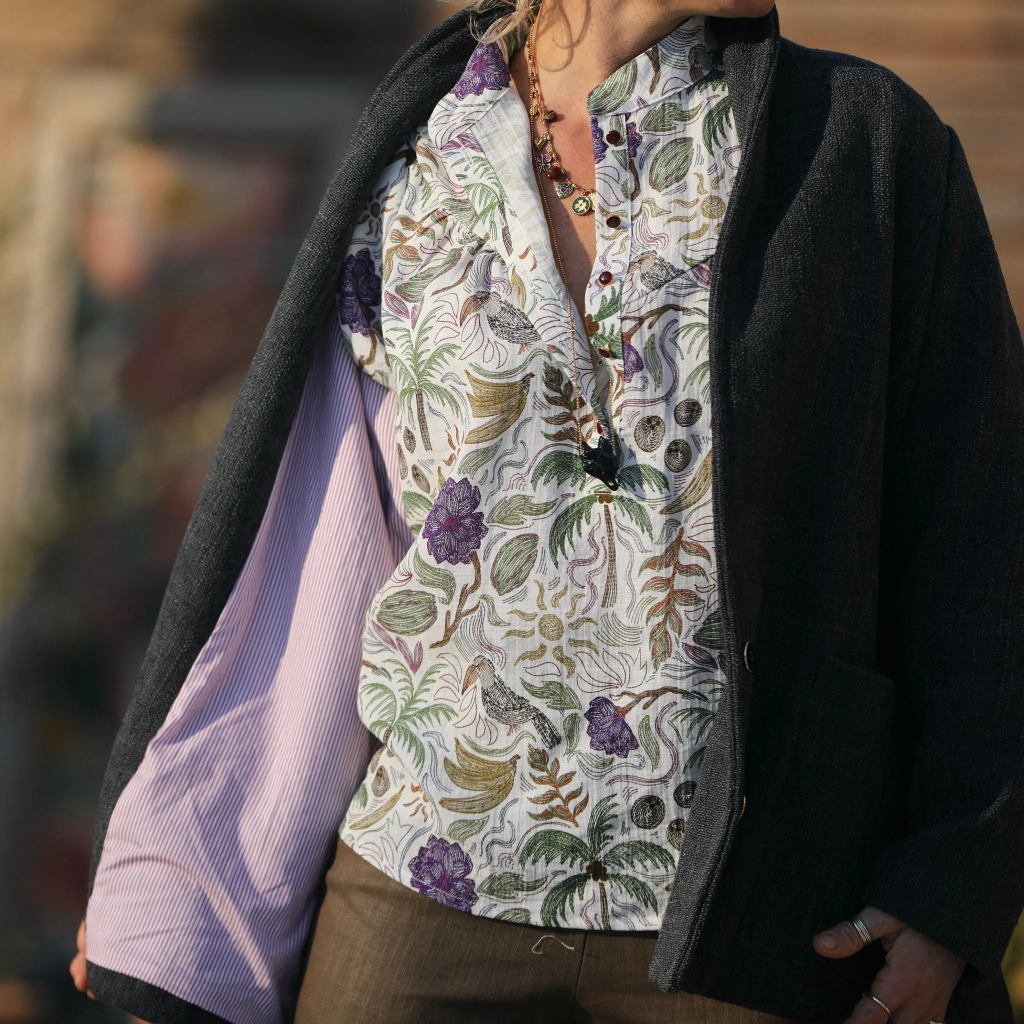 Veste Faustine - toile texturée gris anthracite - Image 5