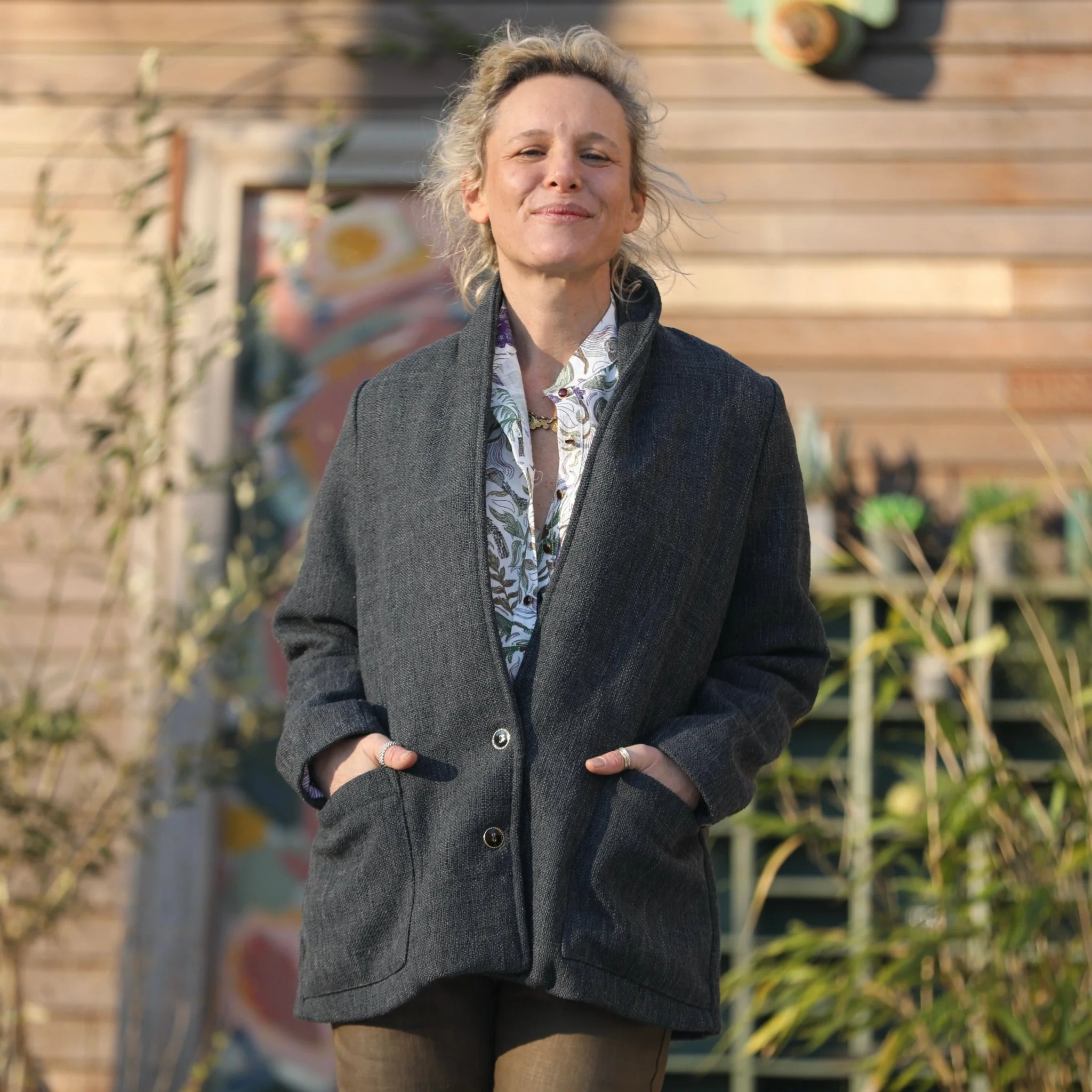 Veste Faustine - toile texturée gris anthracite - Image 8