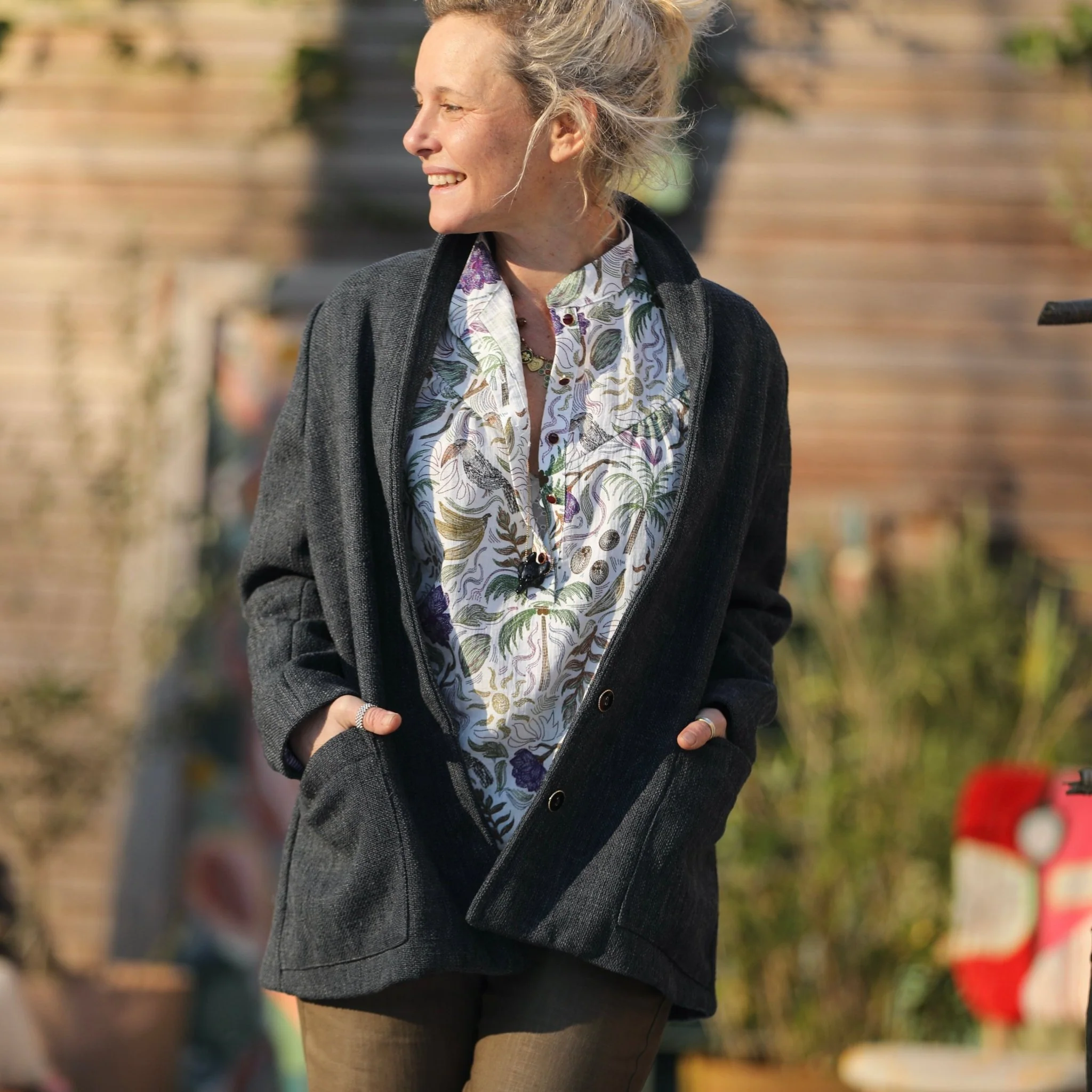 Veste Faustine - toile texturée gris anthracite - Image 9