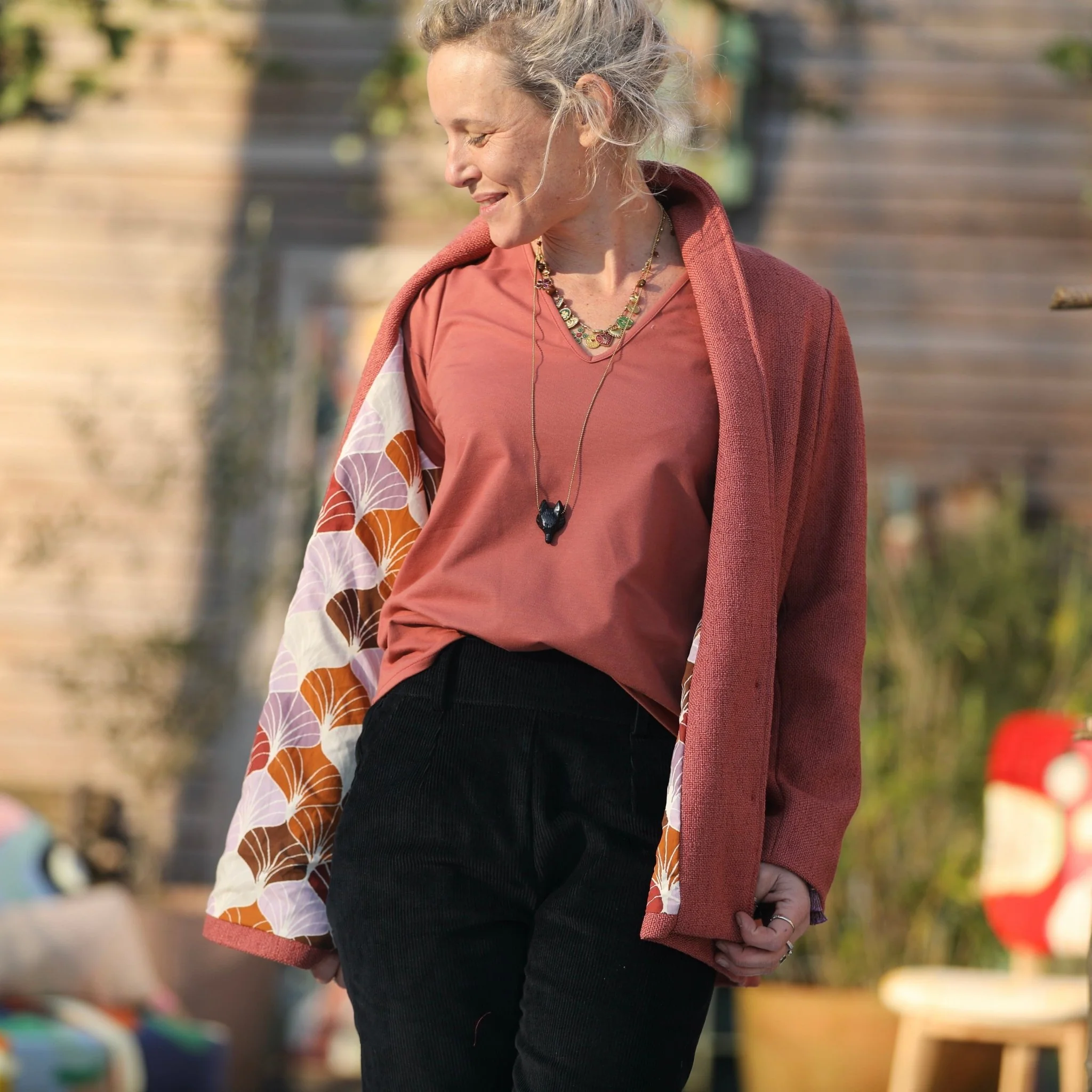 Veste Faustine - toile texturée terracotta - Image 4