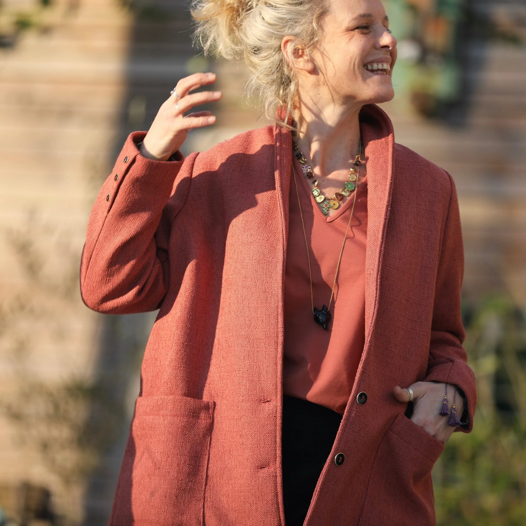 Veste Faustine - toile texturée terracotta - Image 6