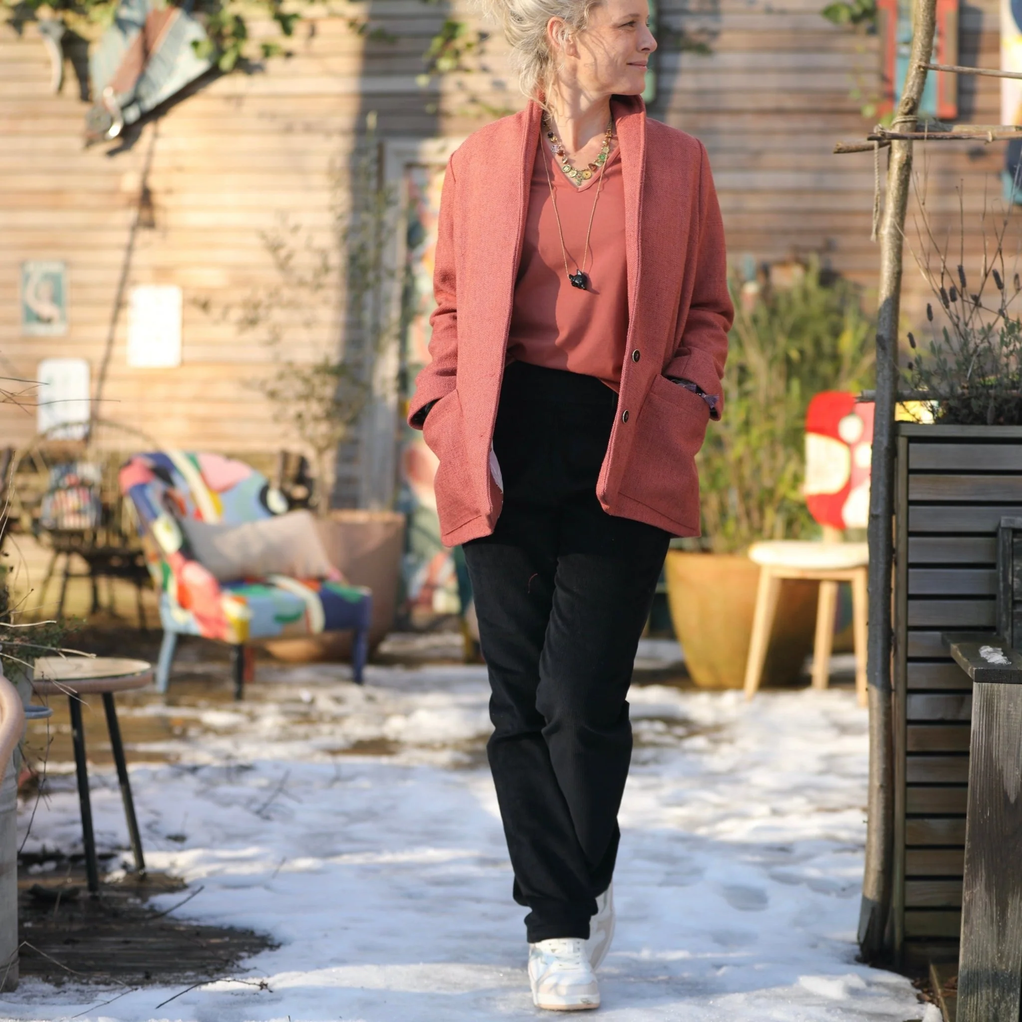 Veste Faustine - toile texturée terracotta - Image 8