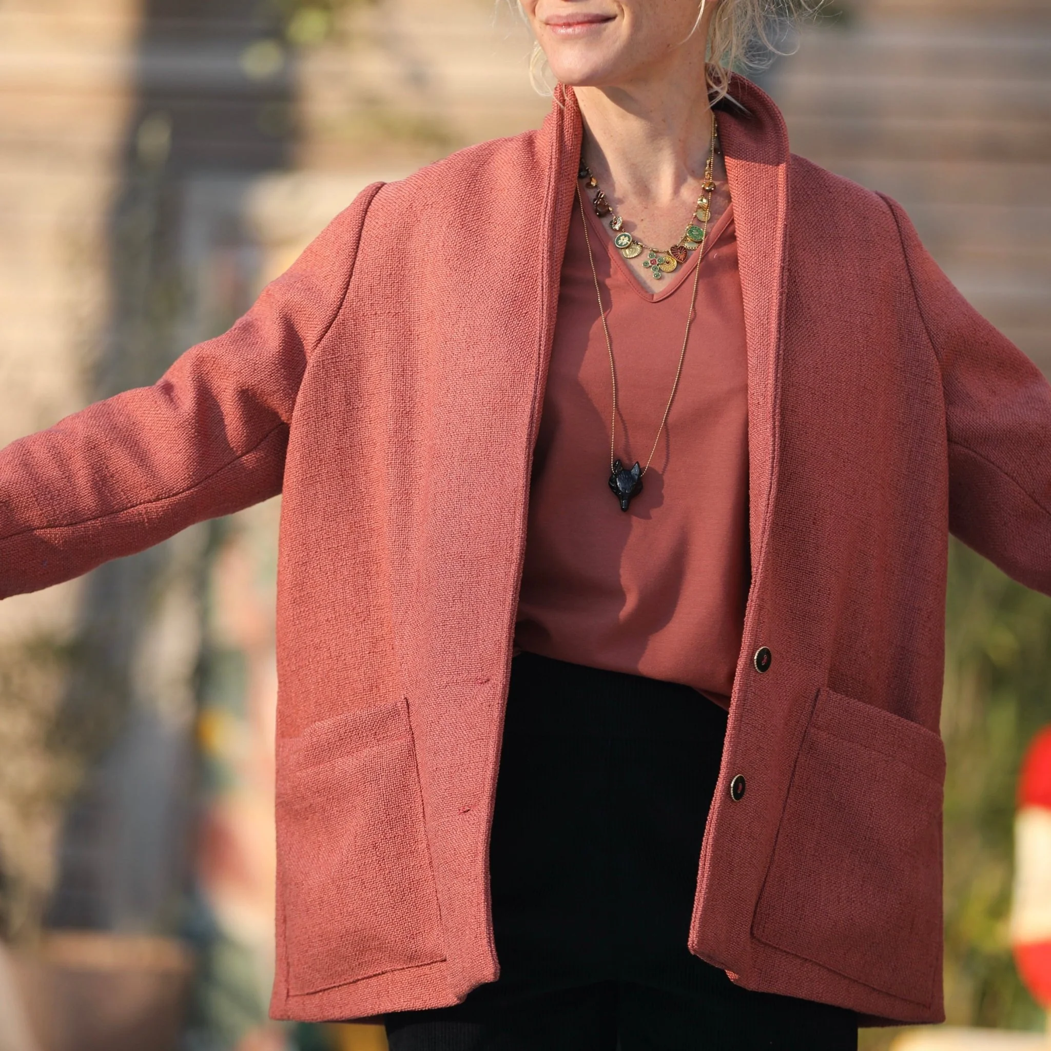 Veste Faustine - toile texturée terracotta - Image 9