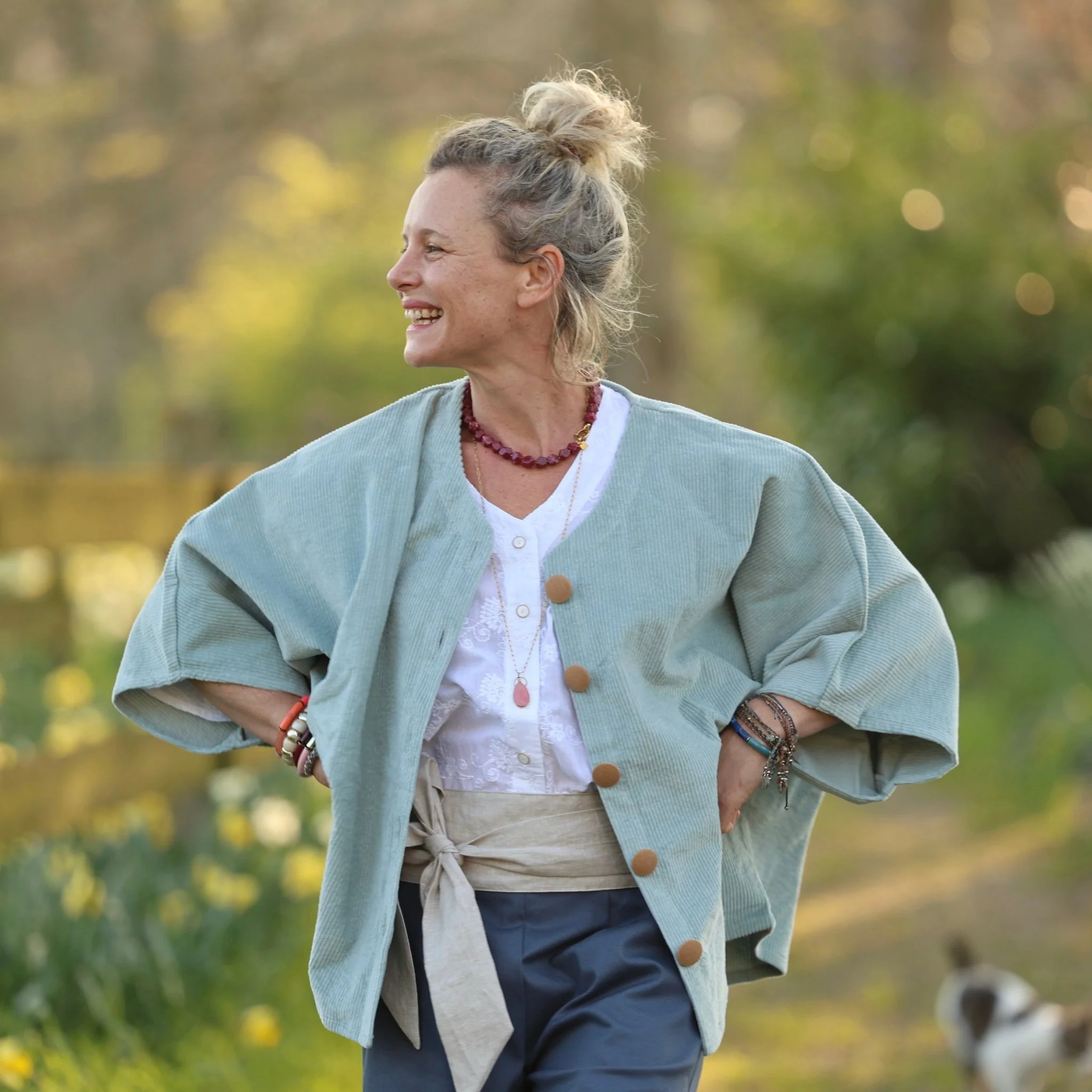 Veste kimono Yoko - velours côtelé vert d'eau - Image 3