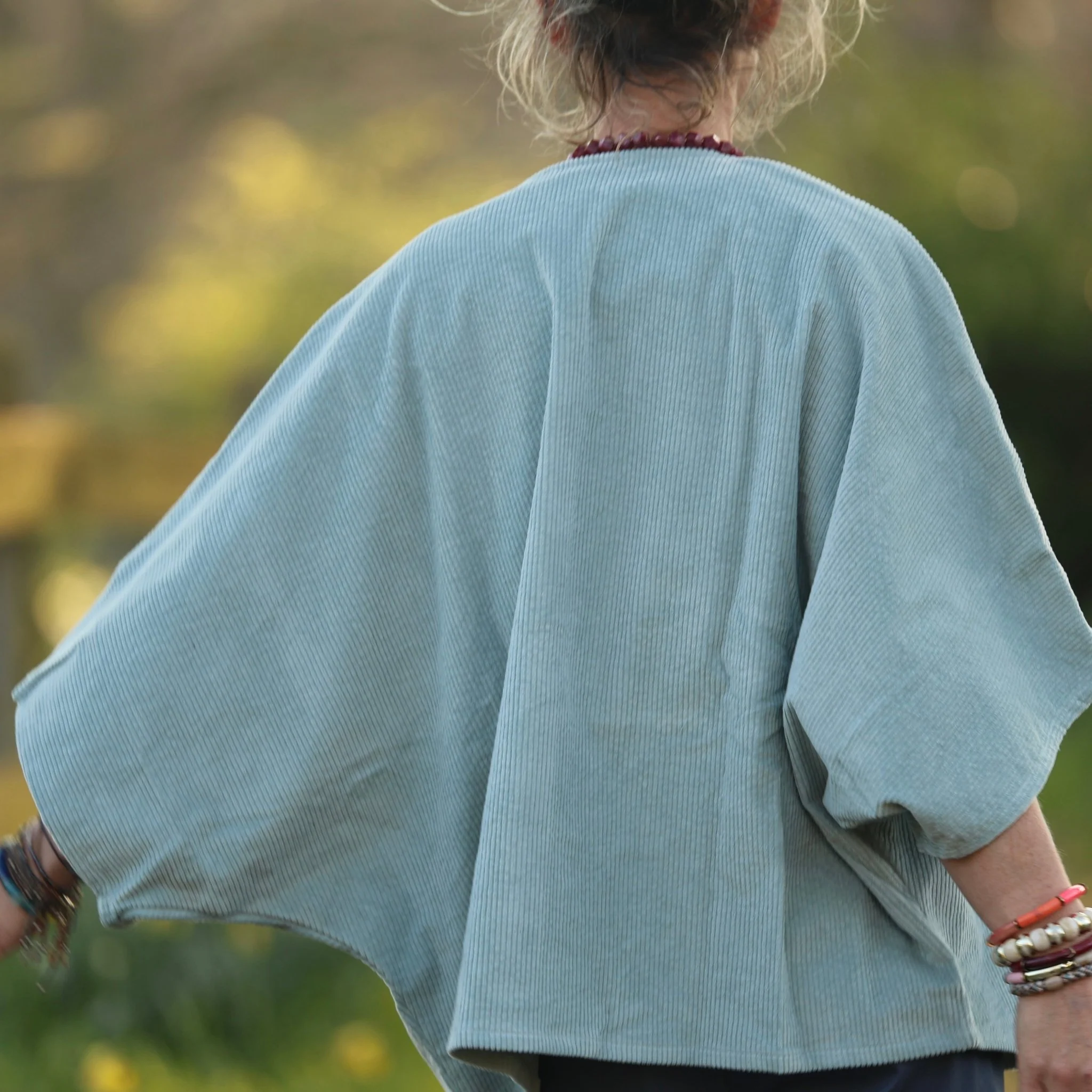 Veste kimono Yoko - velours côtelé vert d'eau - Image 5