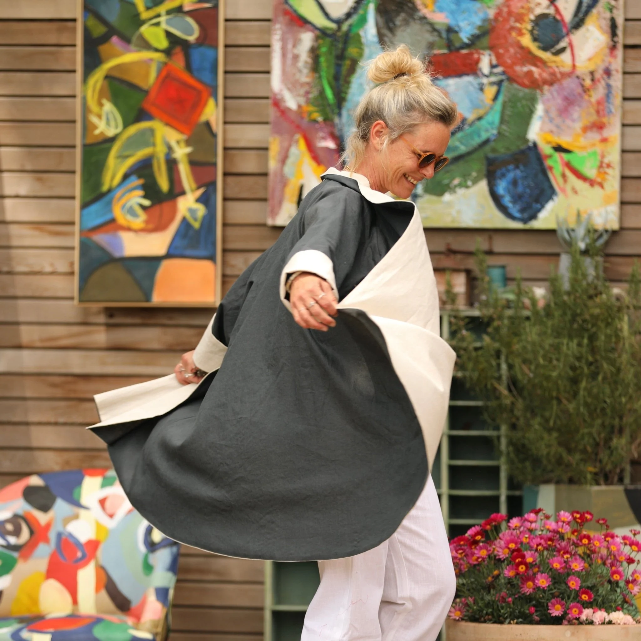 Veste Lisandre lin ficelle/anthracite - Image 7