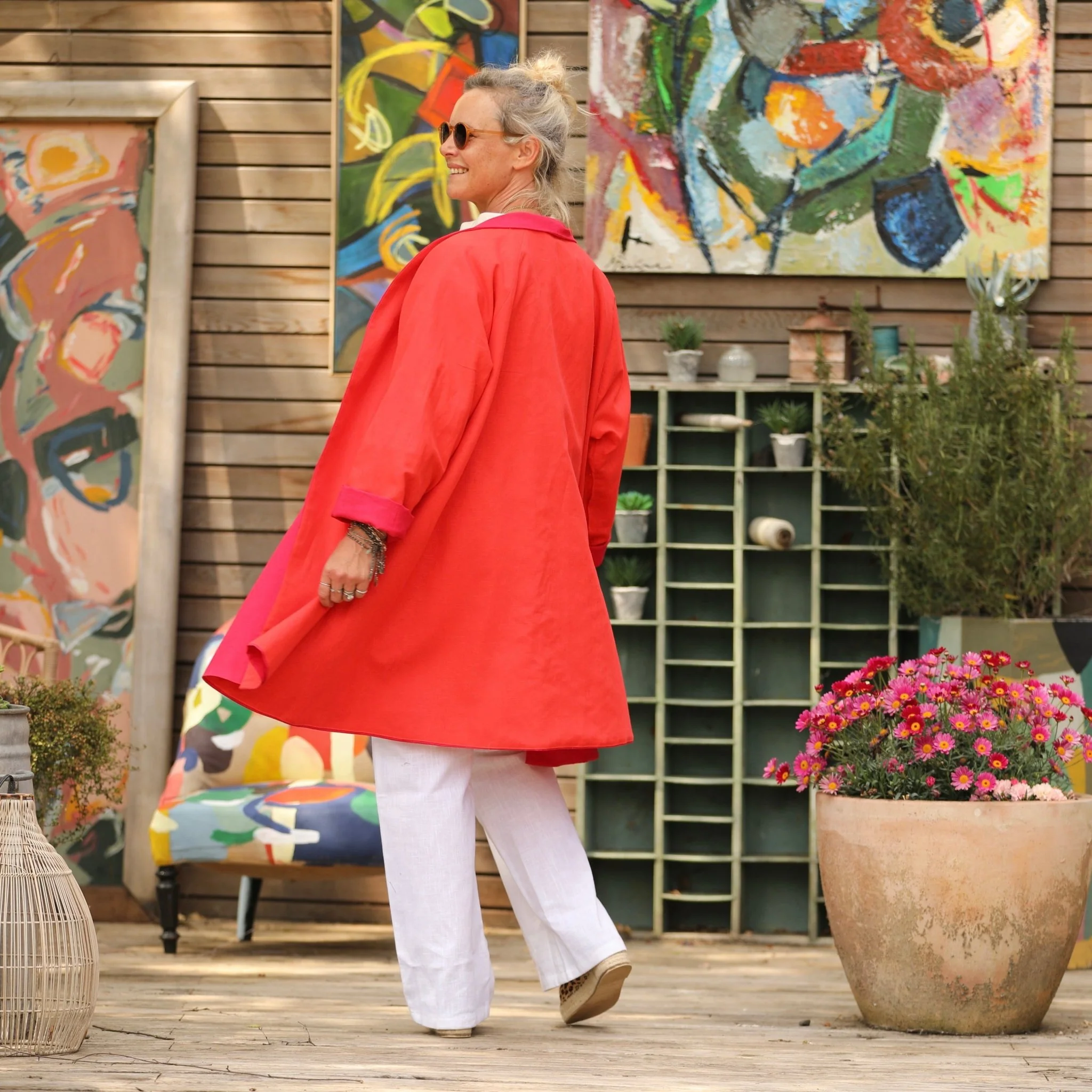 Veste Lisandre lin rouge/orange - Image 10