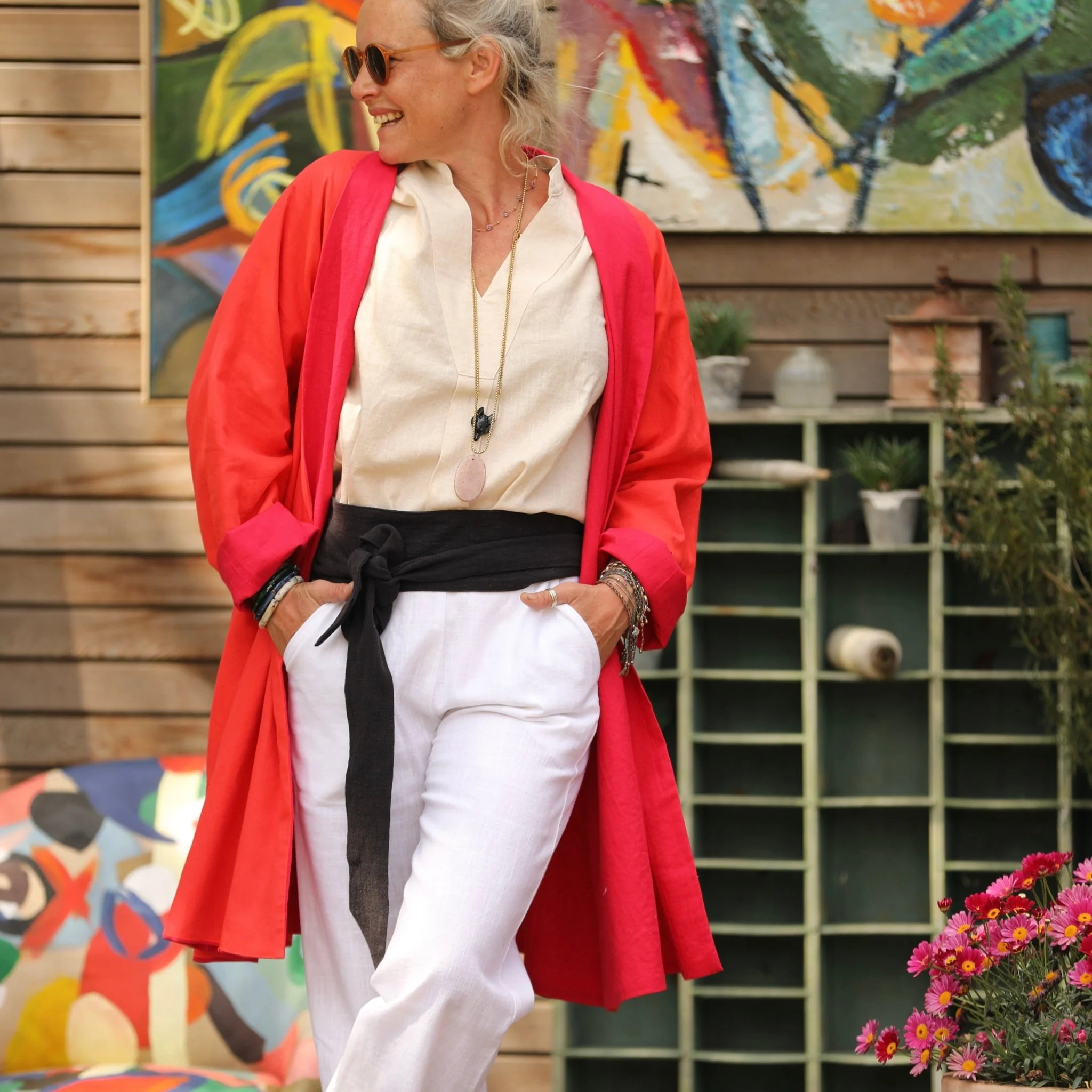 Veste Lisandre lin rouge/orange - Image 13