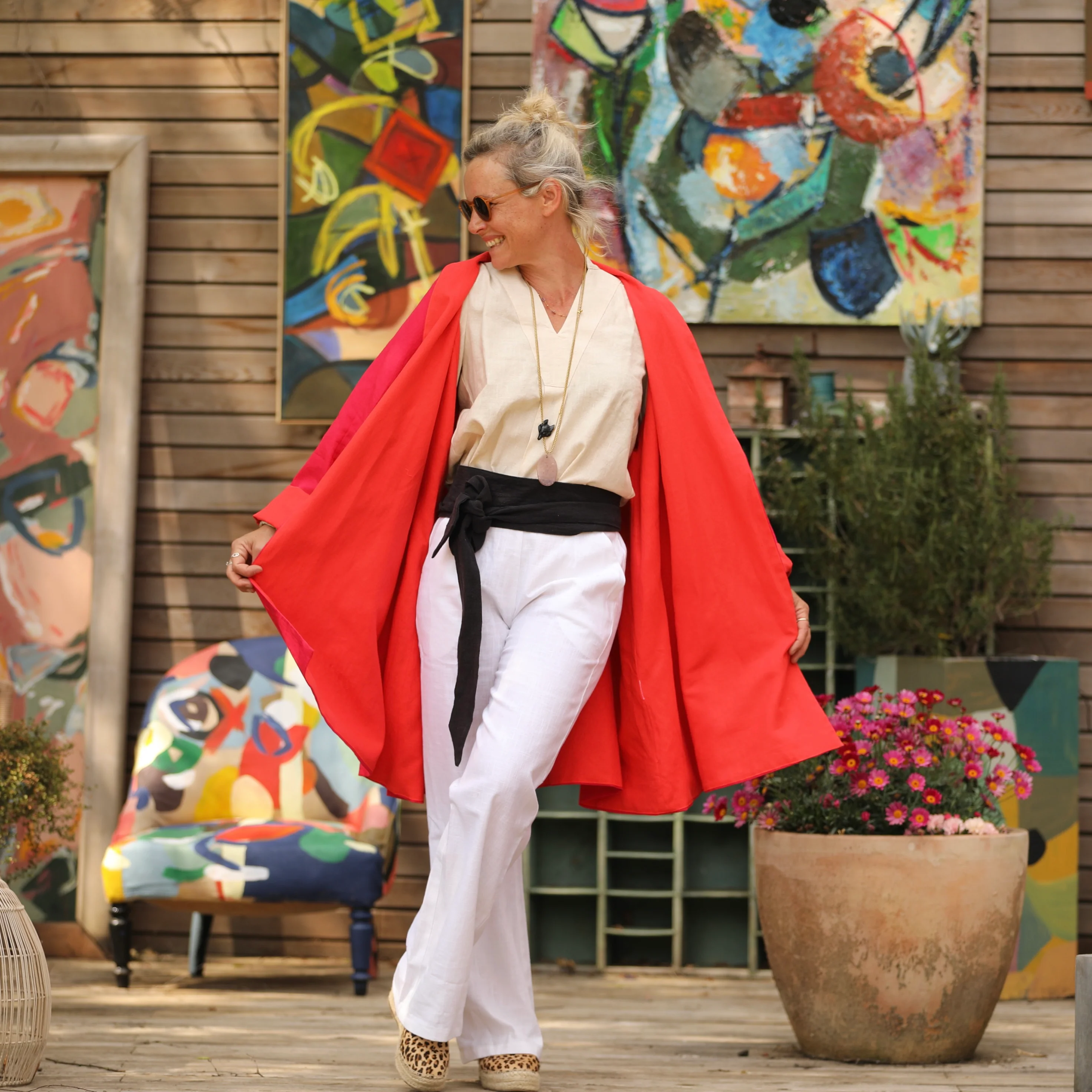 Veste Lisandre lin rouge/orange - Image 6