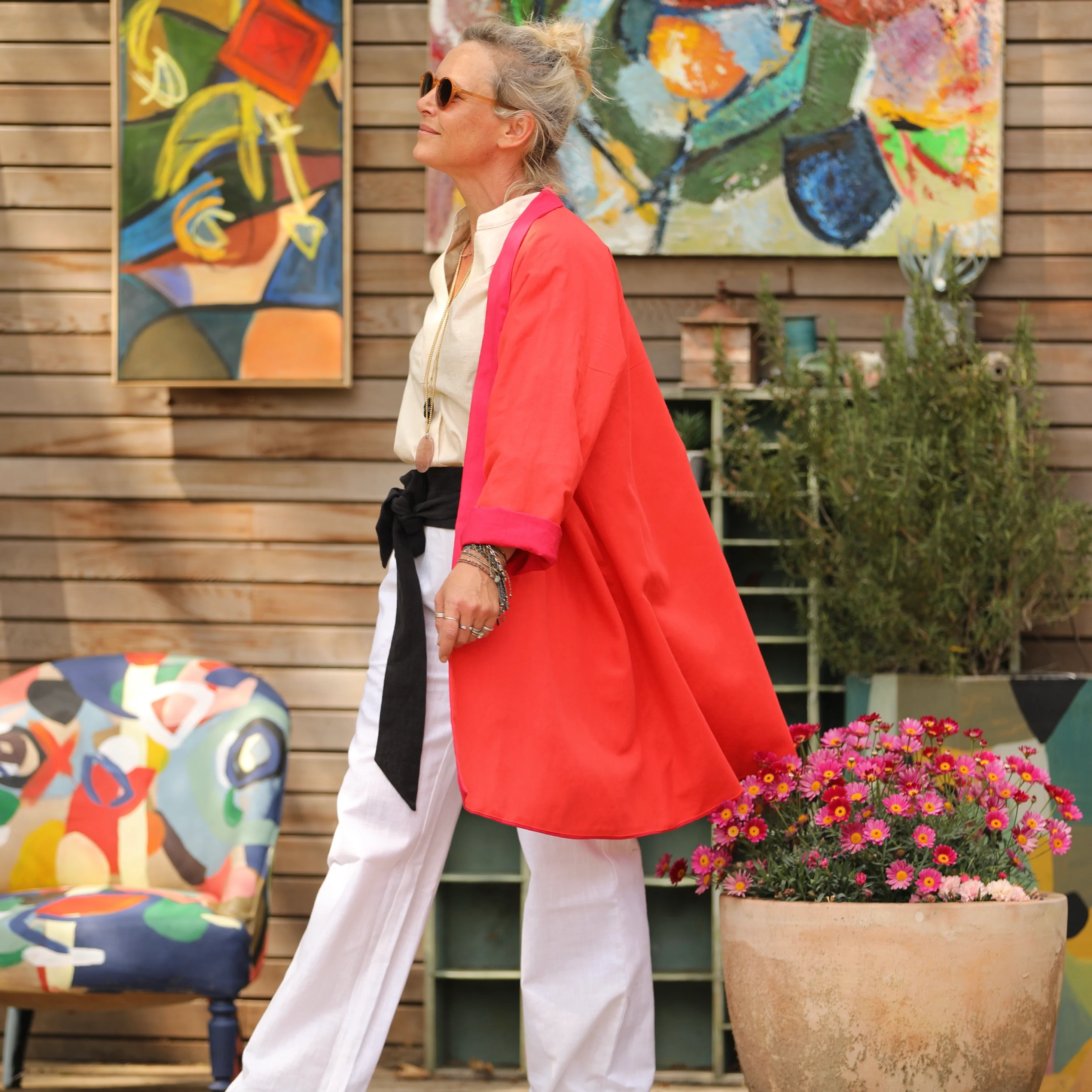Veste Lisandre lin rouge/orange - Image 9