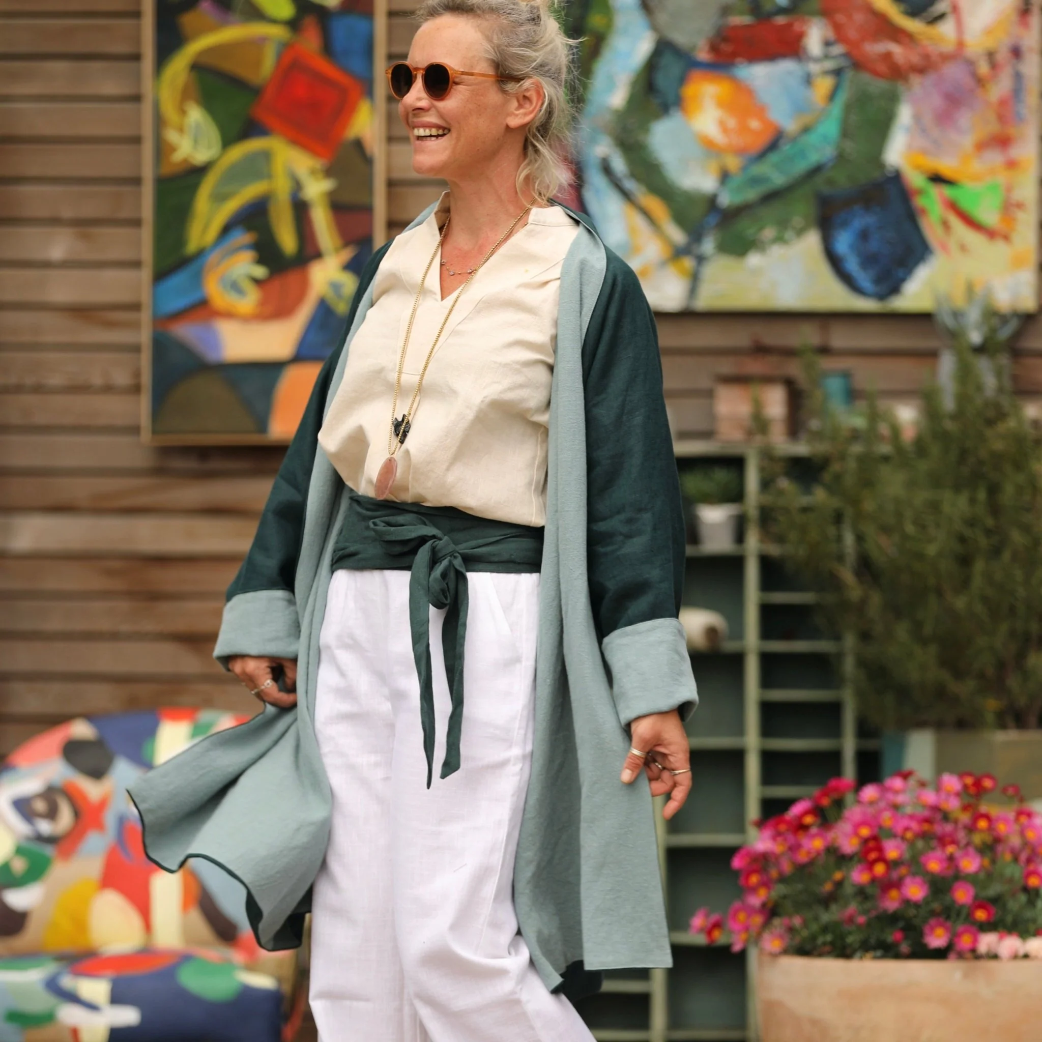 Veste Lisandre lin vert empire/vert d'eau - Image 5