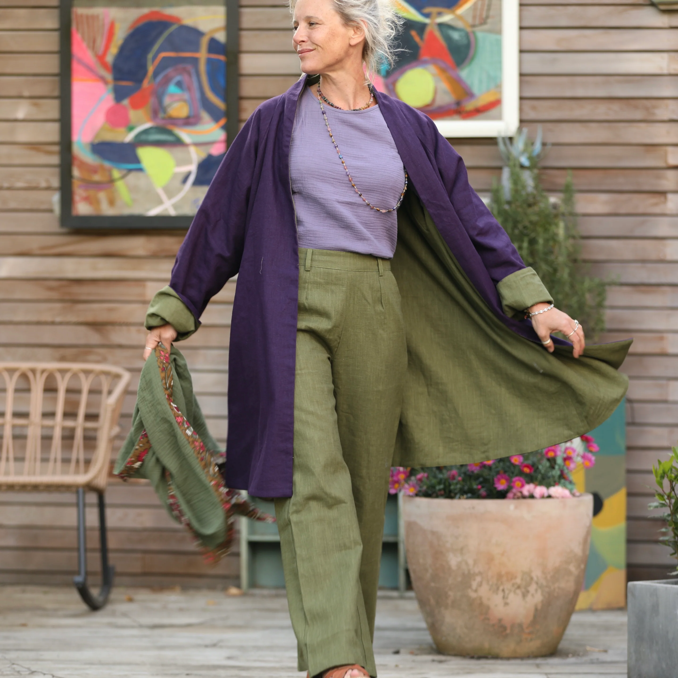 Veste Lisandre prune/vert pomme - Image 3