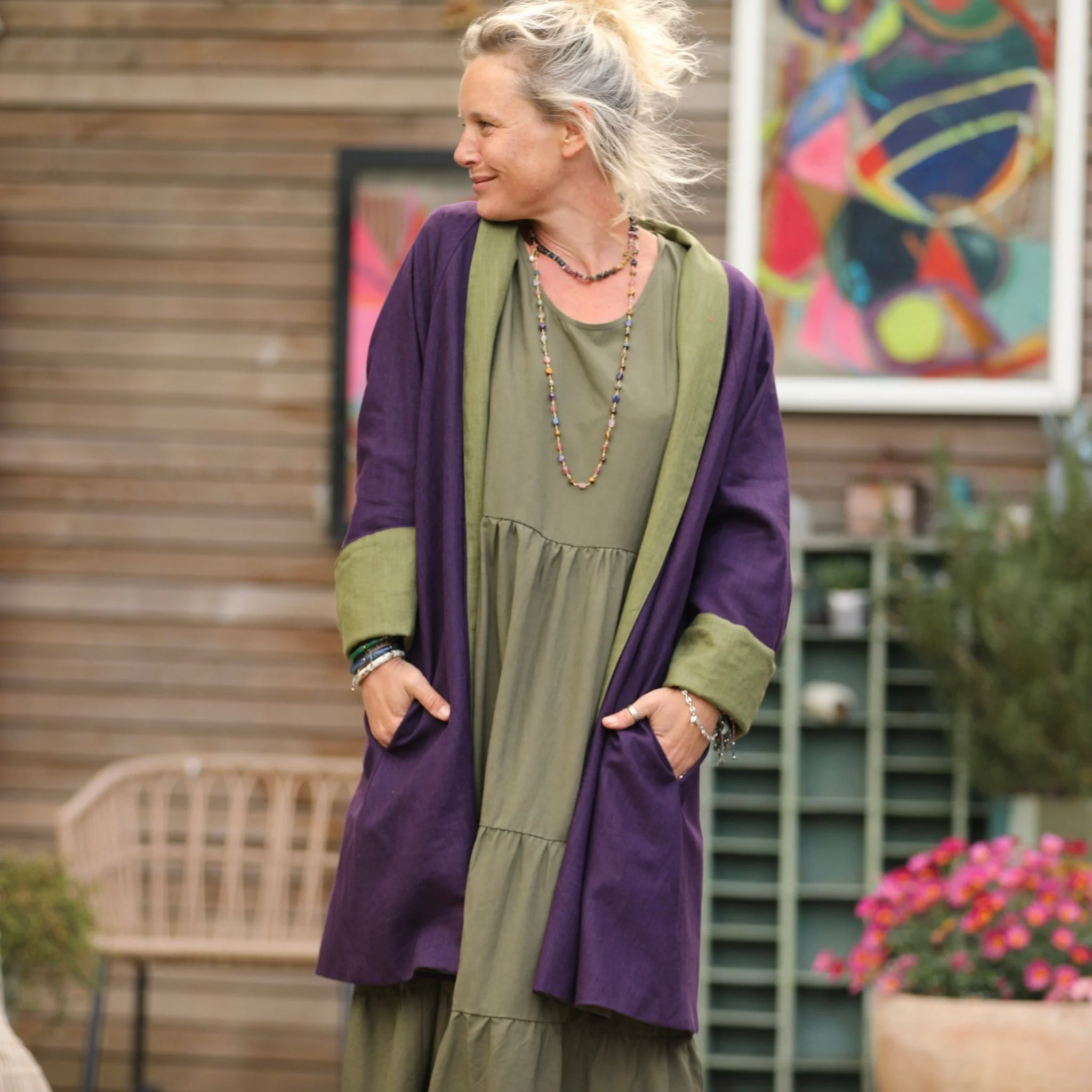 Veste Lisandre prune/vert pomme - Image 4