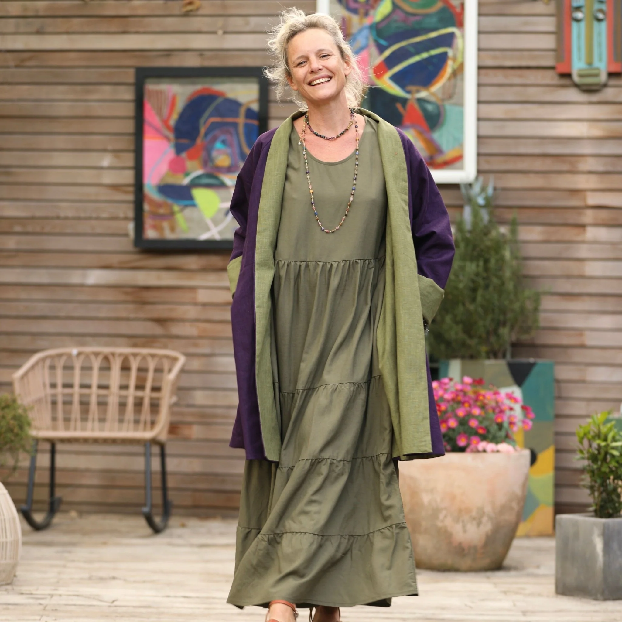 Veste Lisandre prune/vert pomme - Image 7