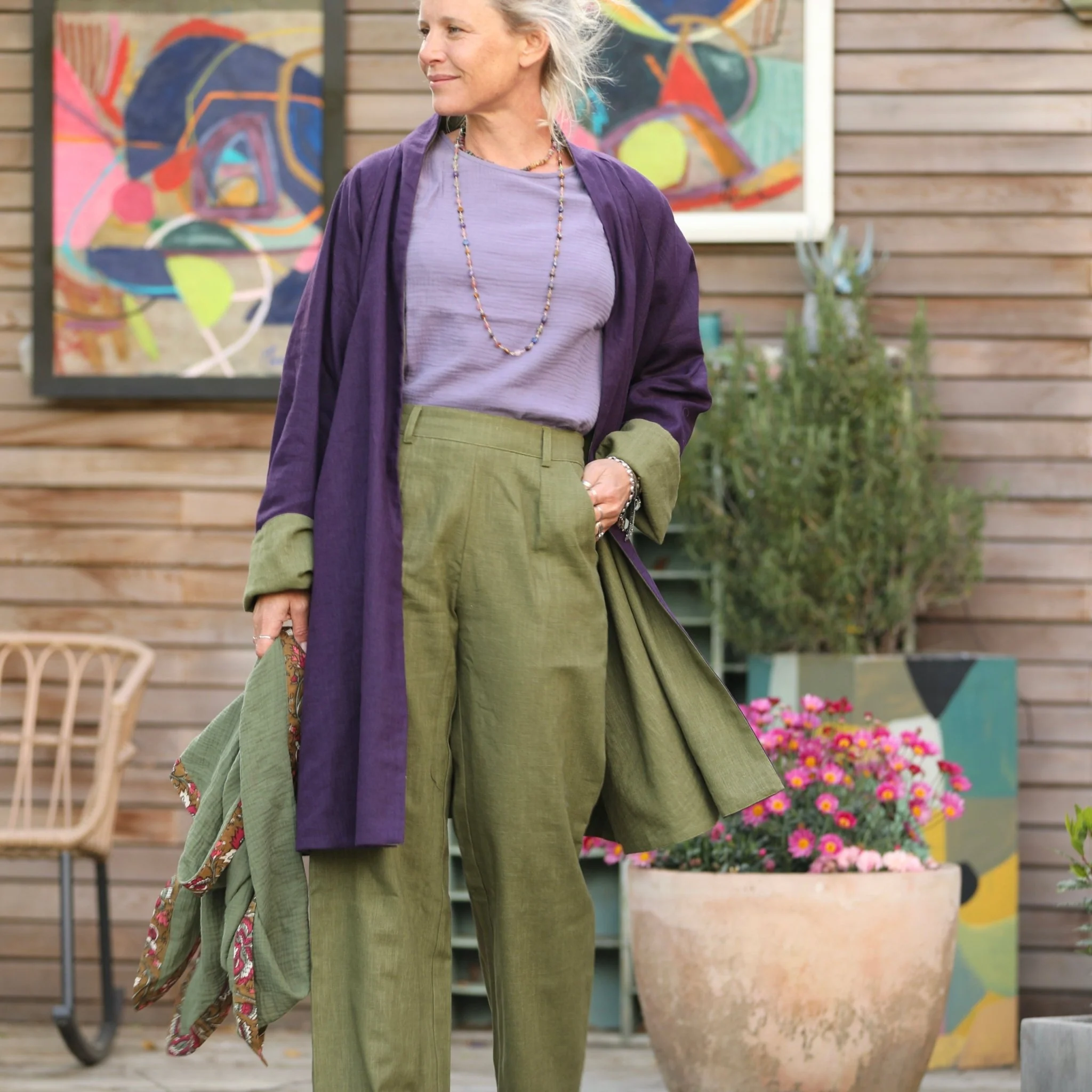 Veste Lisandre prune/vert pomme - Image 9