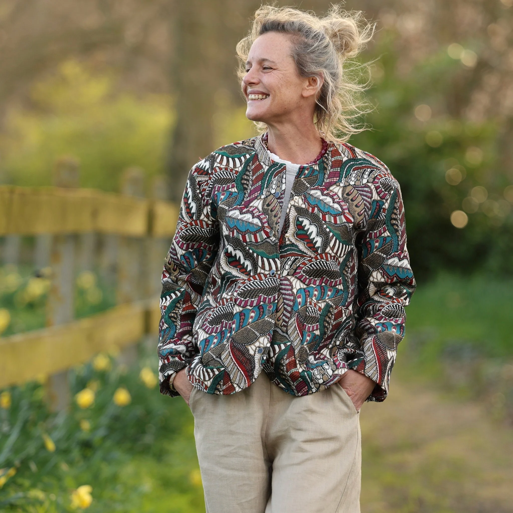 Veste Nathalie – Jacquard “Feuillage Vagabond” - Image 8